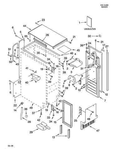 Cabinet liner and door parts