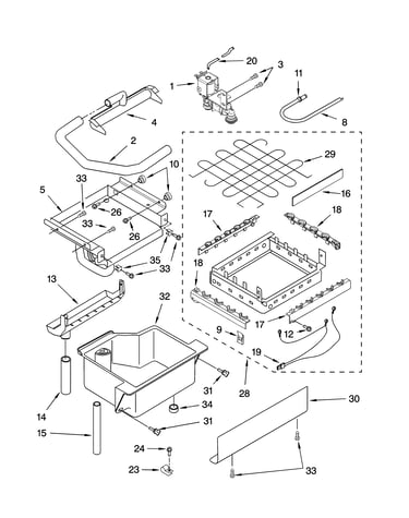 Evaporator, ice cutter grid and water parts
