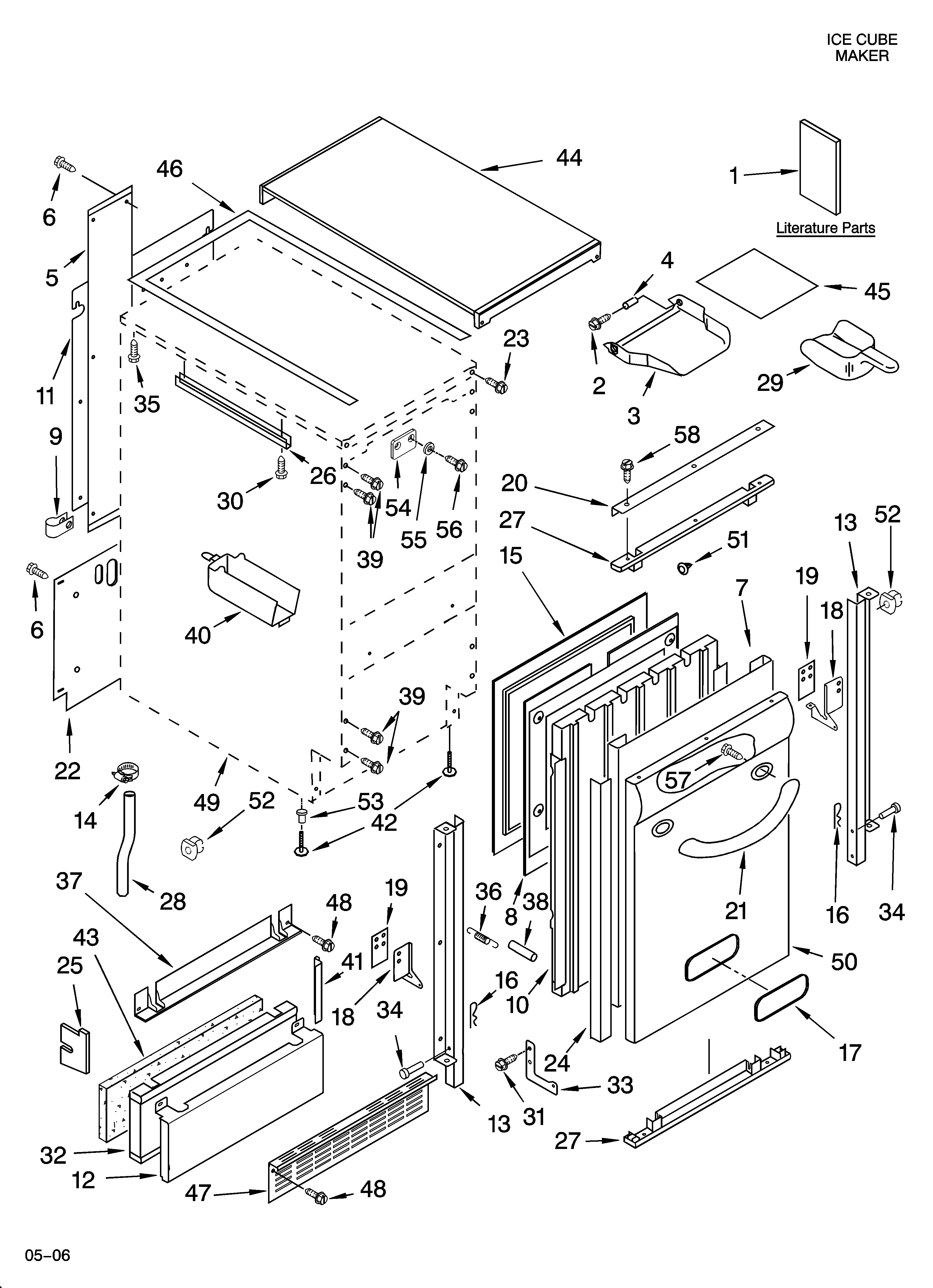 Cabinet liner and door parts
