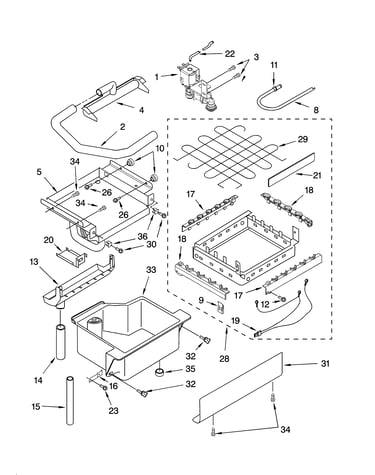 Evaporator, ice cutter grid and water parts
