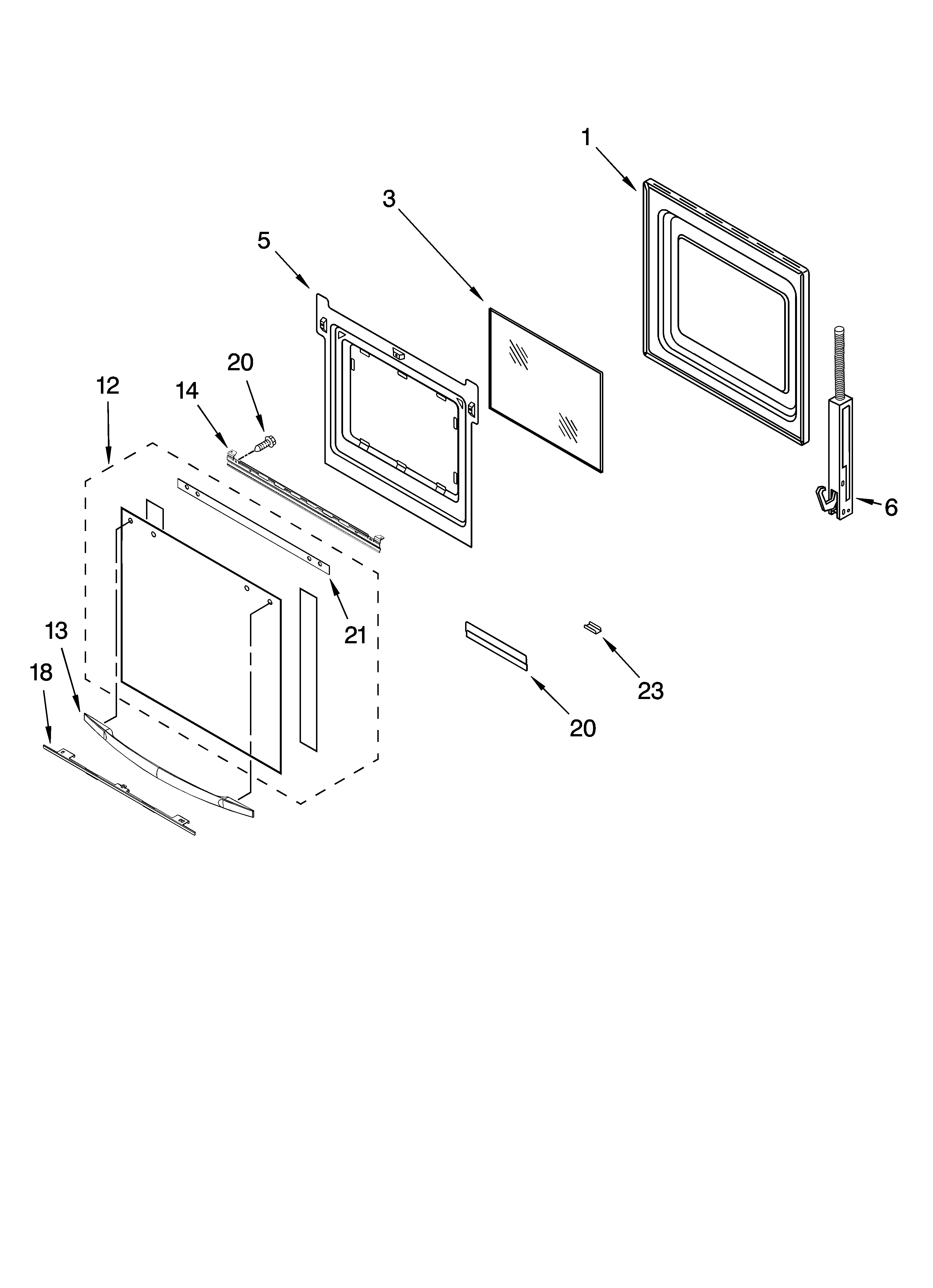 Lower oven door parts