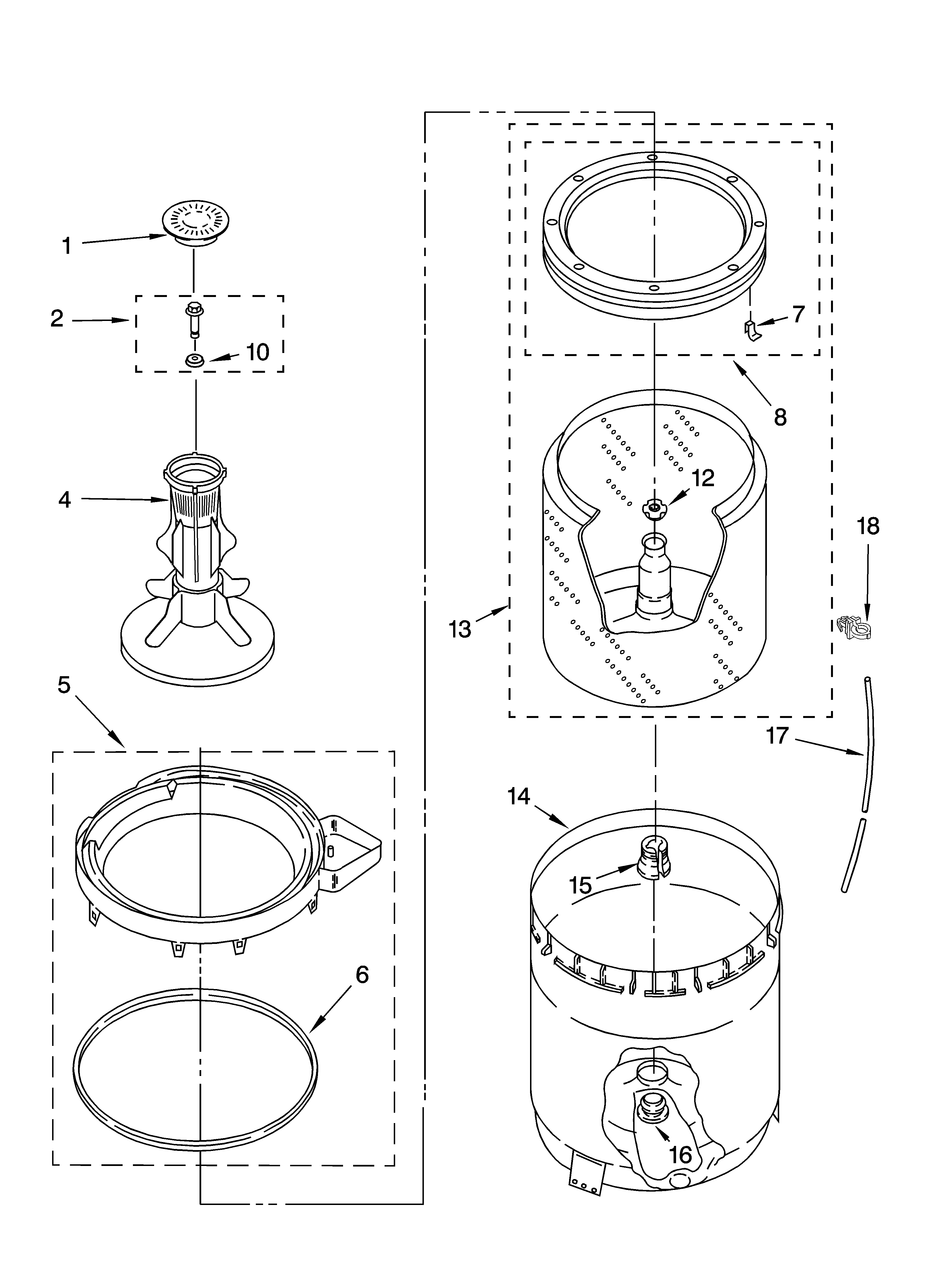 Agitator, basket and tub parts