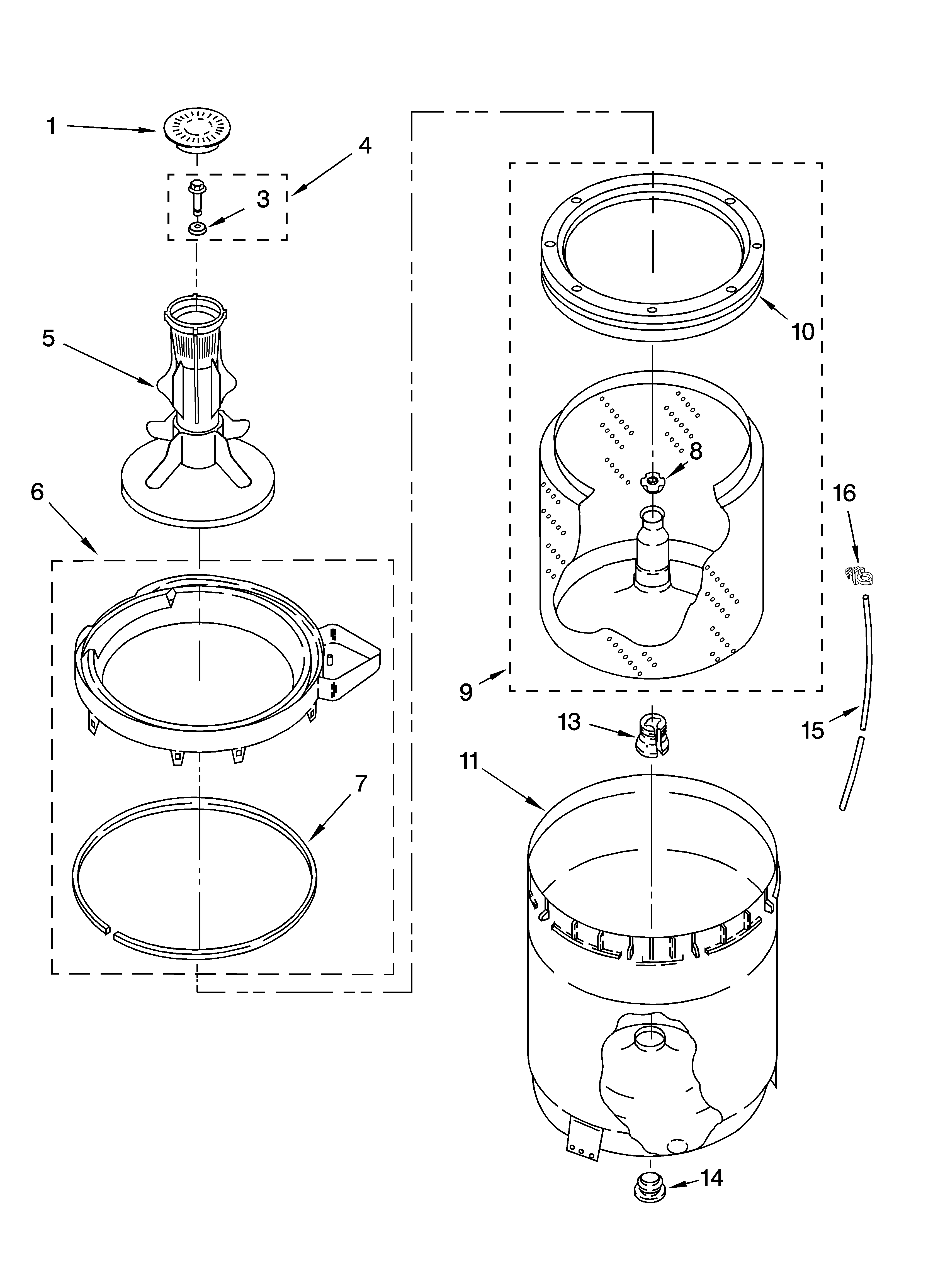 Agitator, basket and tub parts