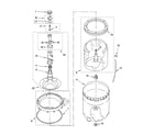 Whirlpool WTW5200SQ0 agitator, basket and tub parts diagram