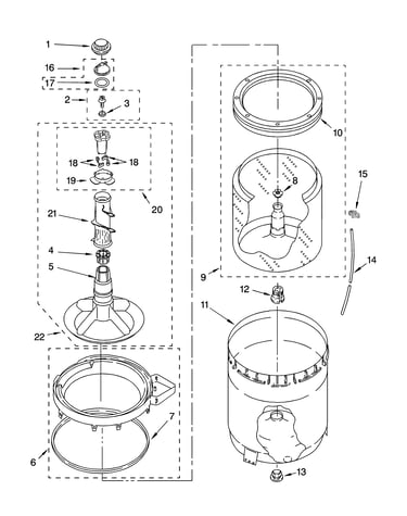 Agitator, basket and tub parts