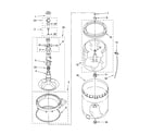 Whirlpool WTW5520SQ0 agitator, basket and tub parts diagram
