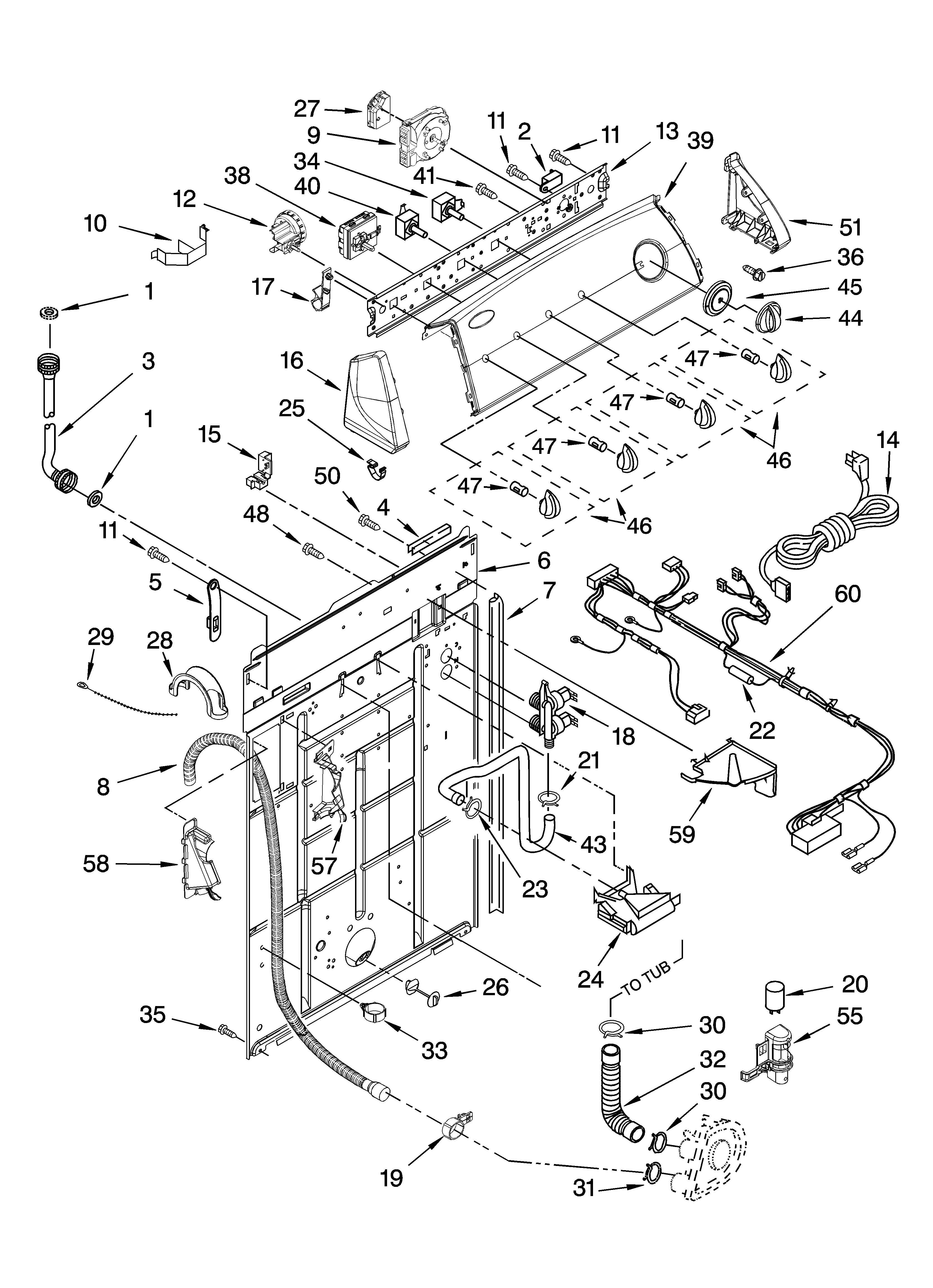 Controls and rear panel parts