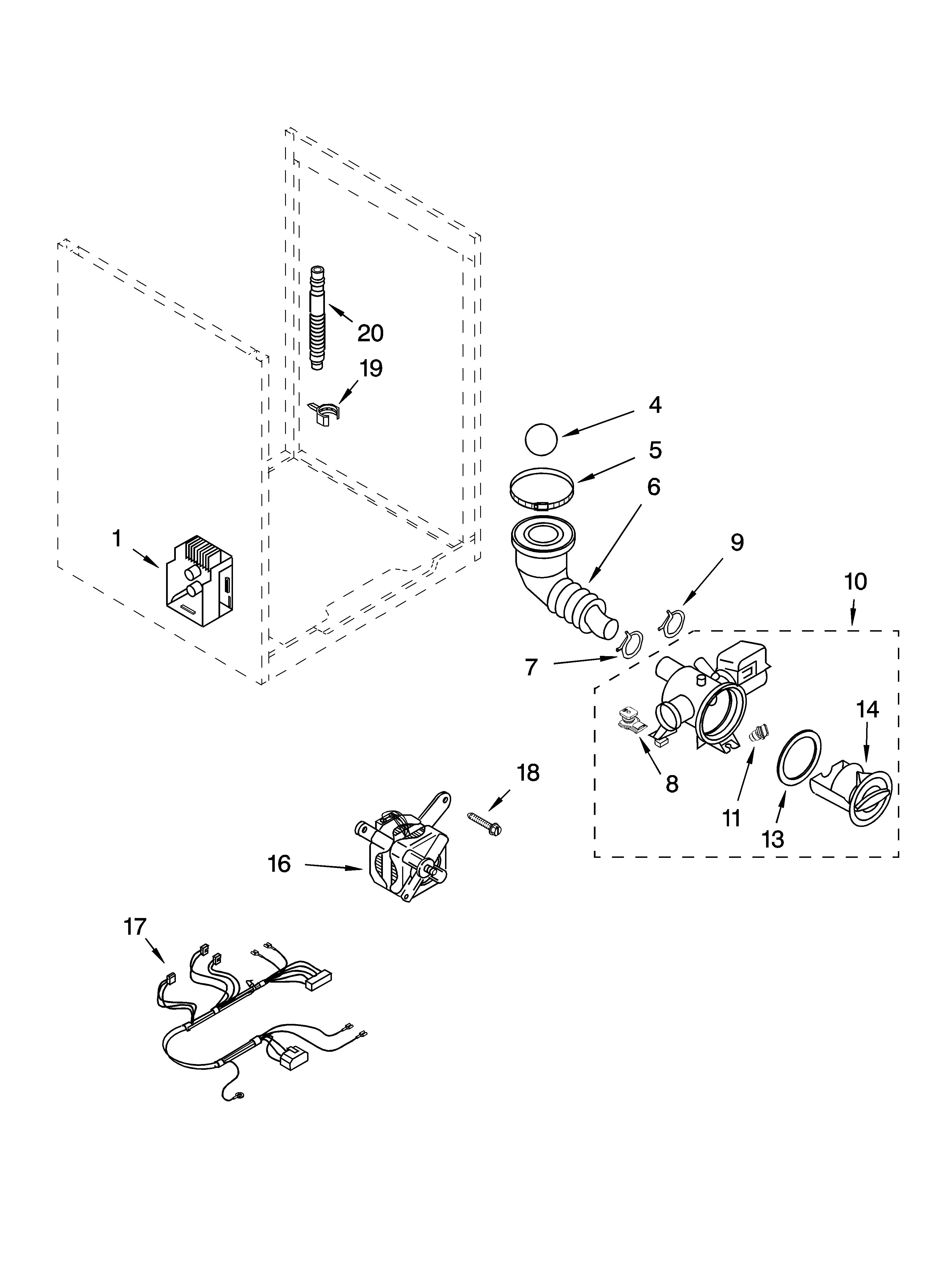 Pump and motor parts, optional parts (not included)