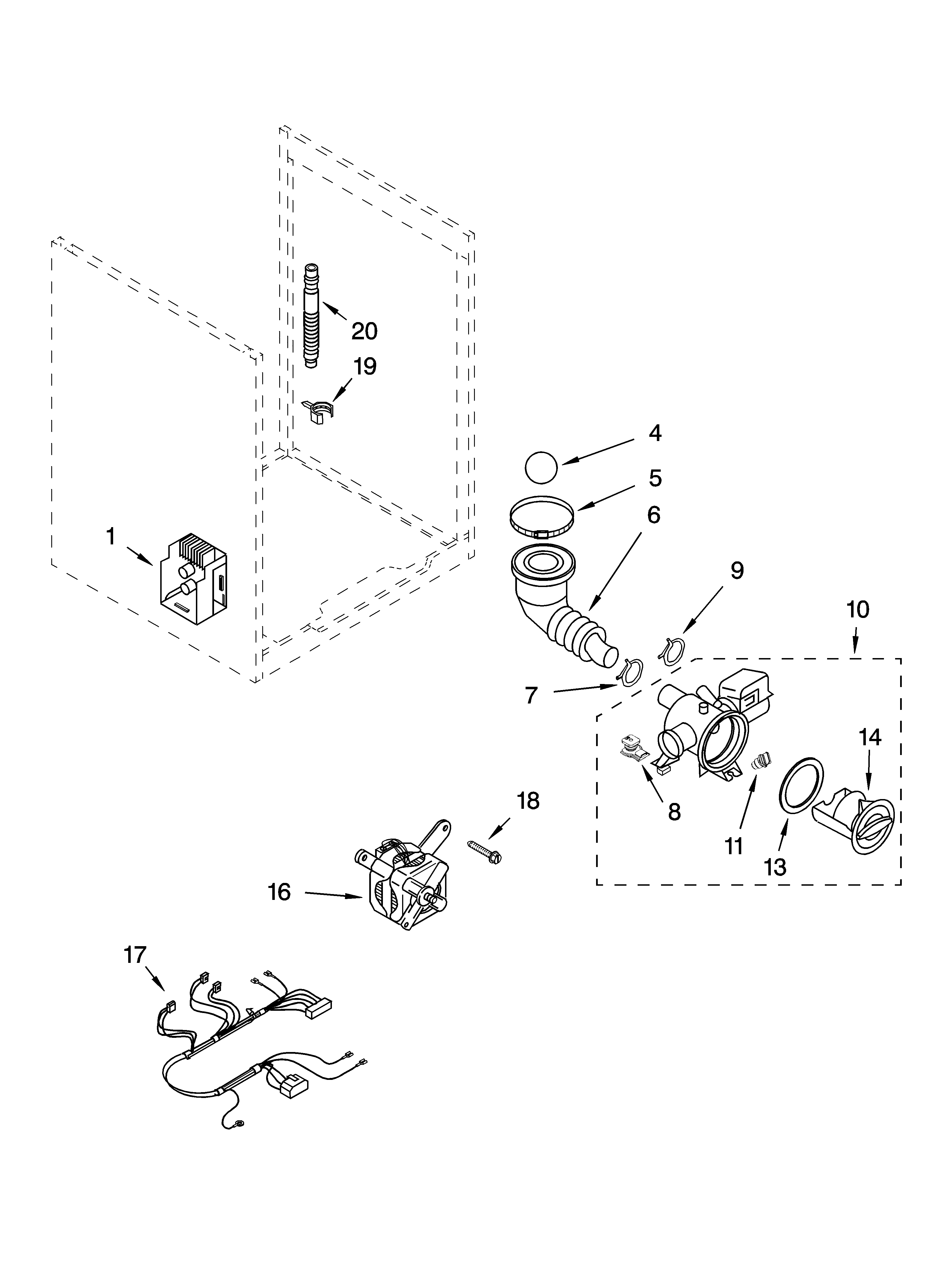 Pump and motor parts, optional parts (not included)