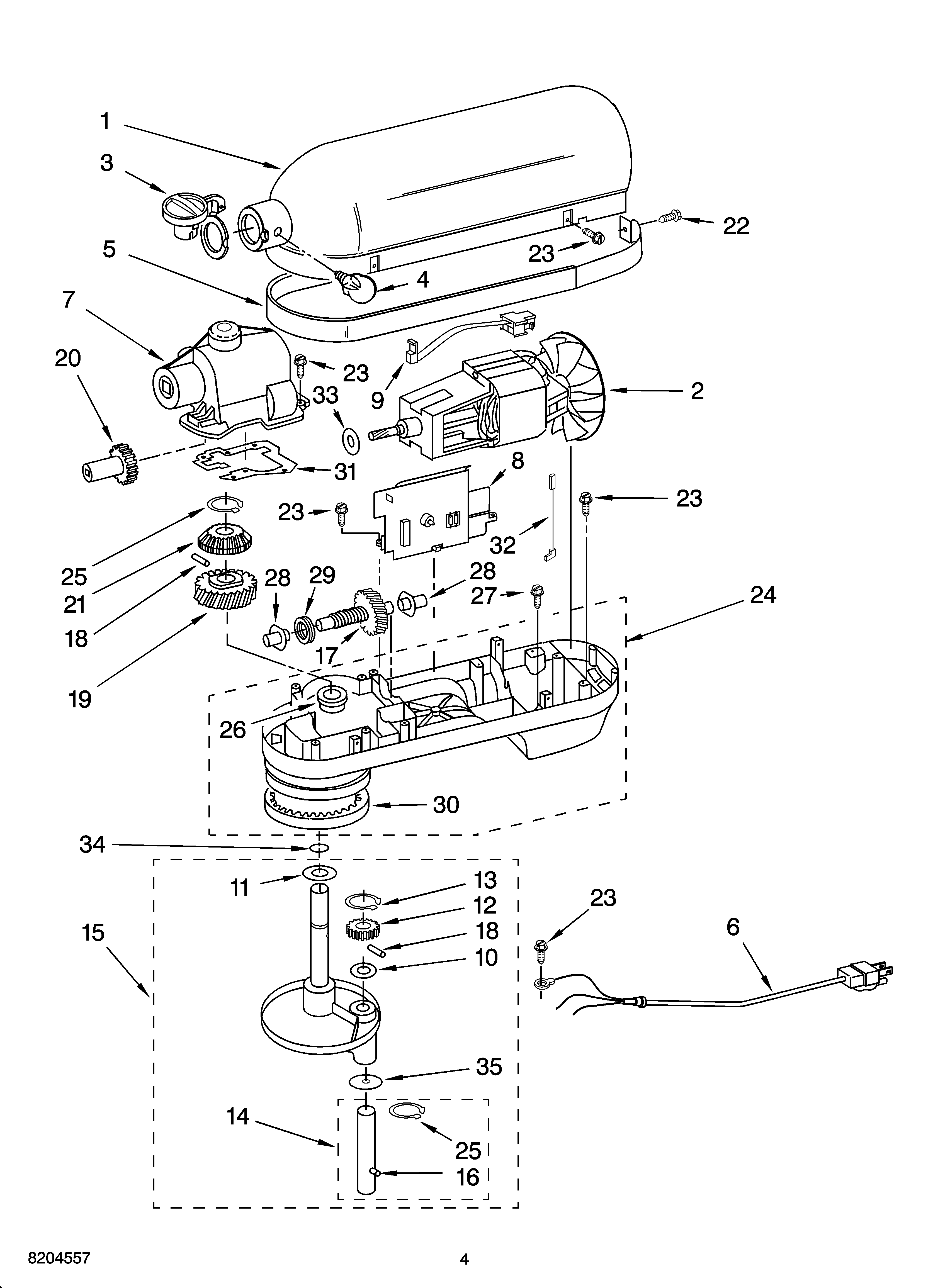 Case, gearing and planetary unit, optional parts
