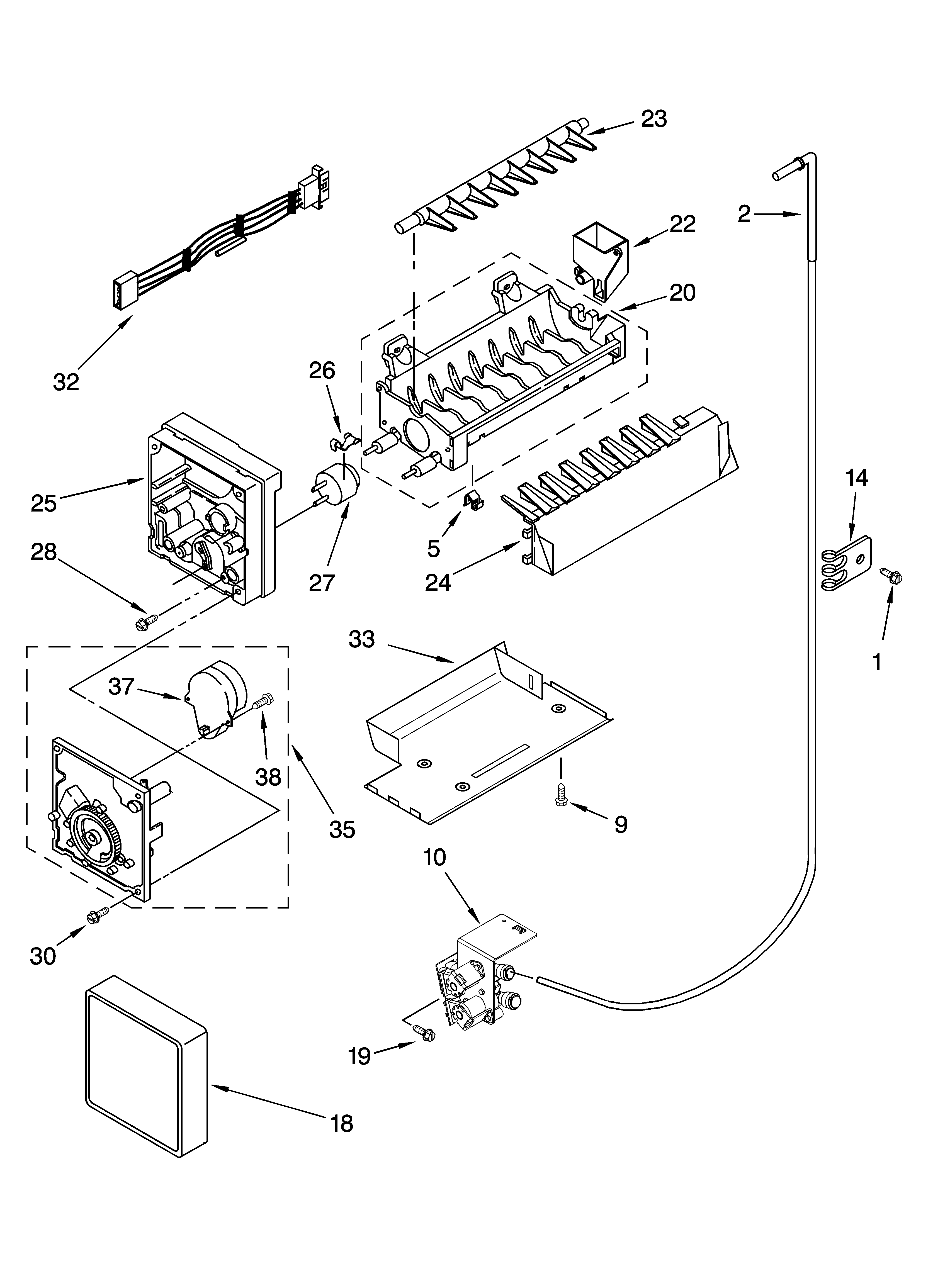Icemaker parts, optional parts (not included)