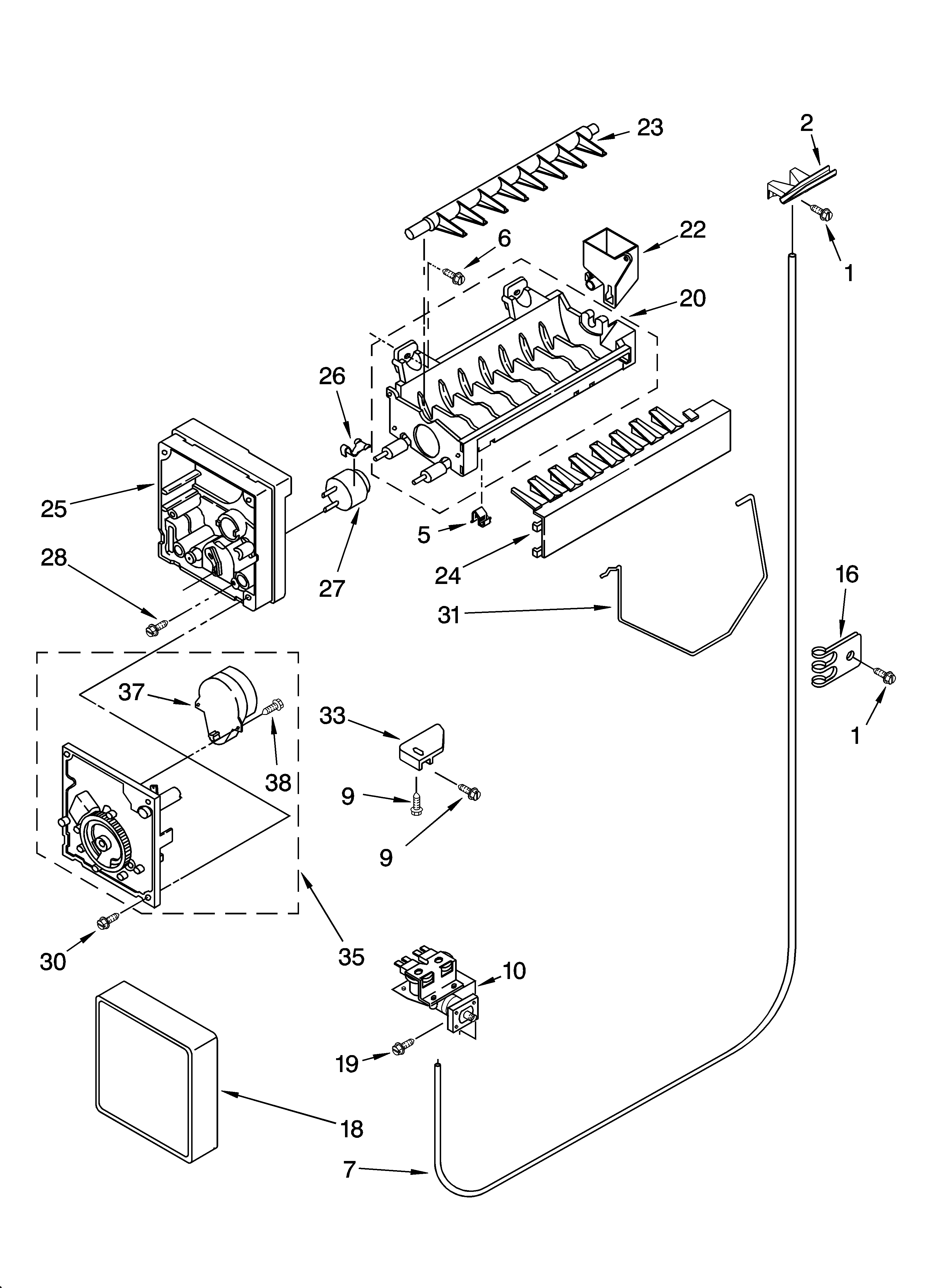 Icemaker parts, optional parts (not included)