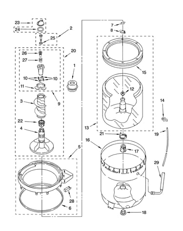 Agitator, basket and tub parts