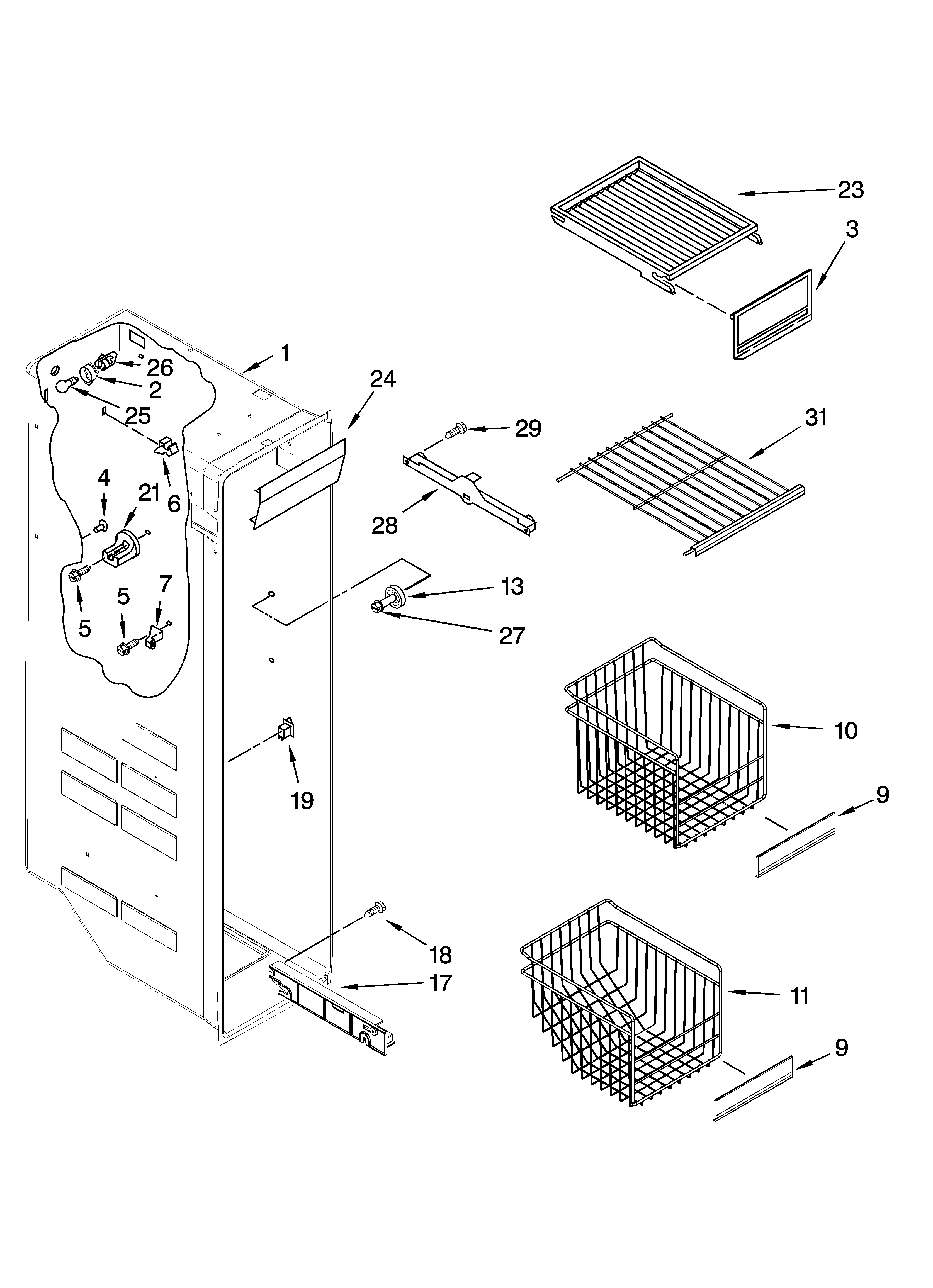Freezer liner parts