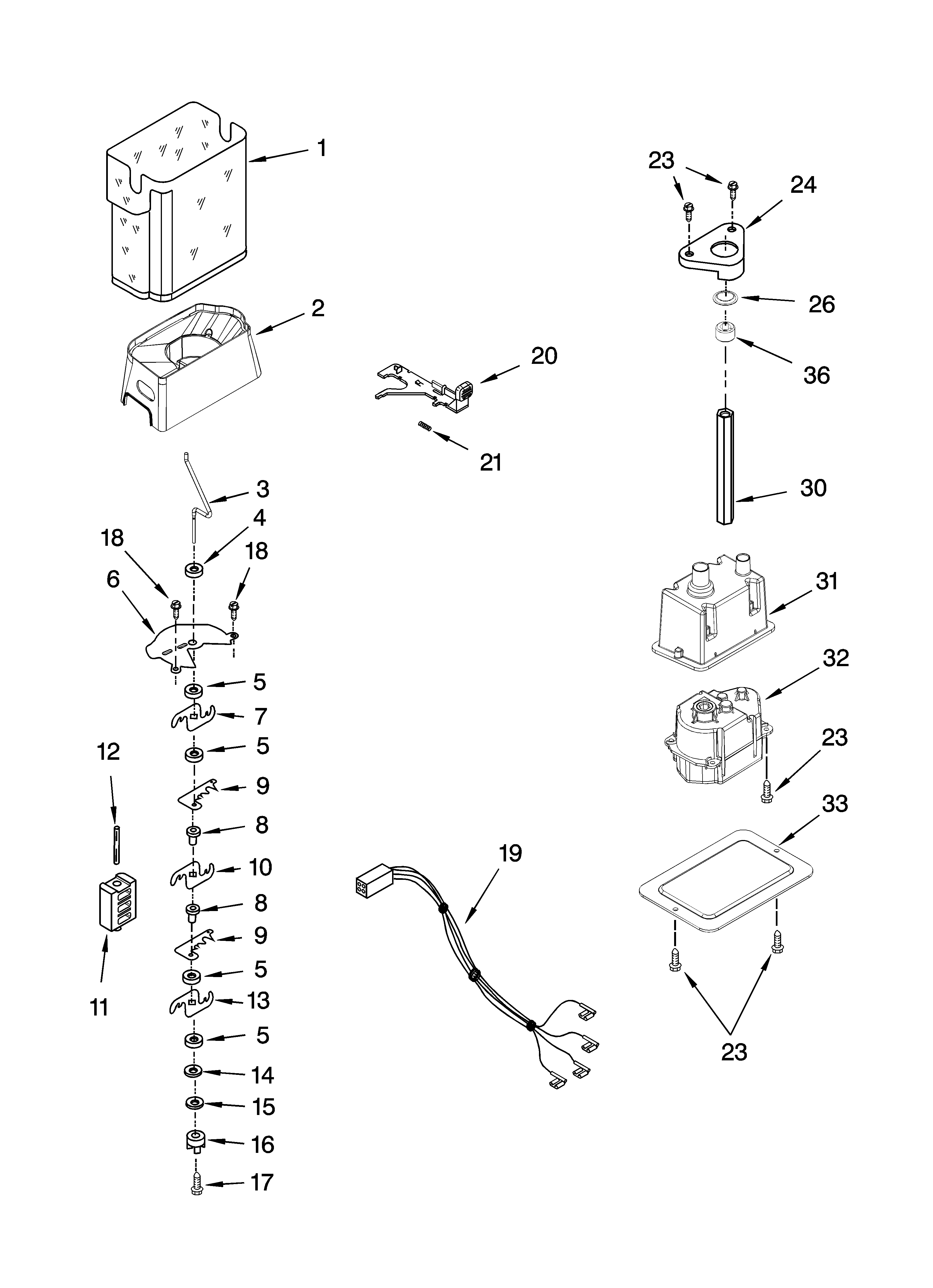 Motor and ice container parts