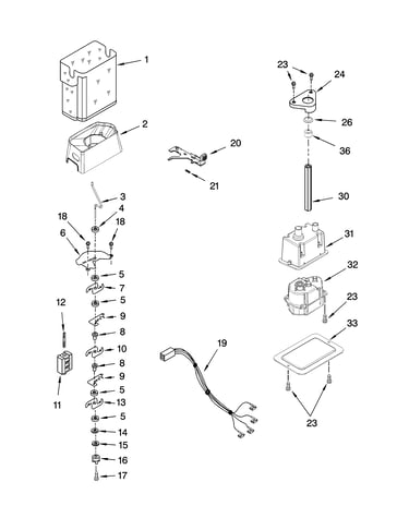 Motor and ice container parts