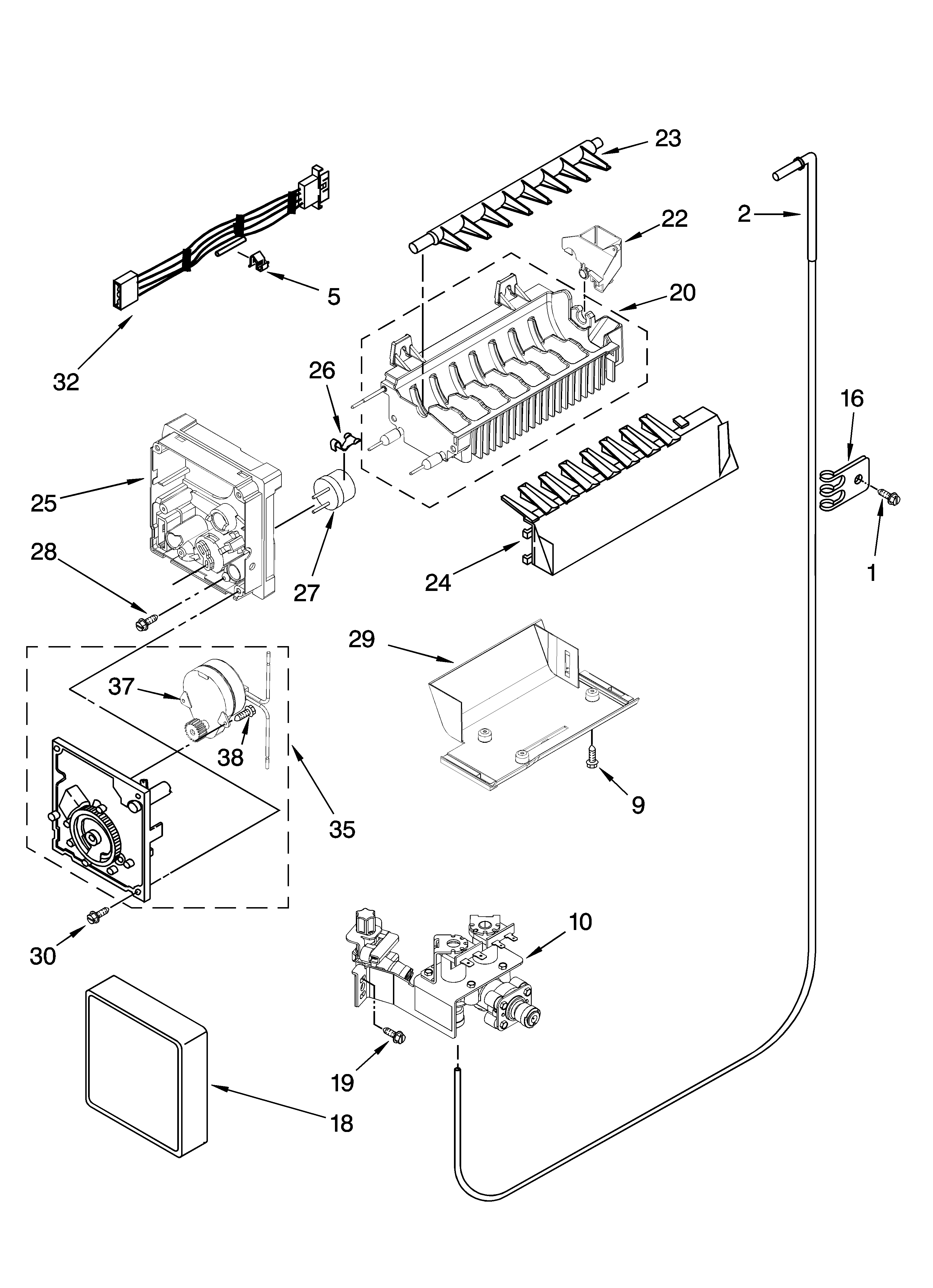 Icemaker parts, optional parts (not included)