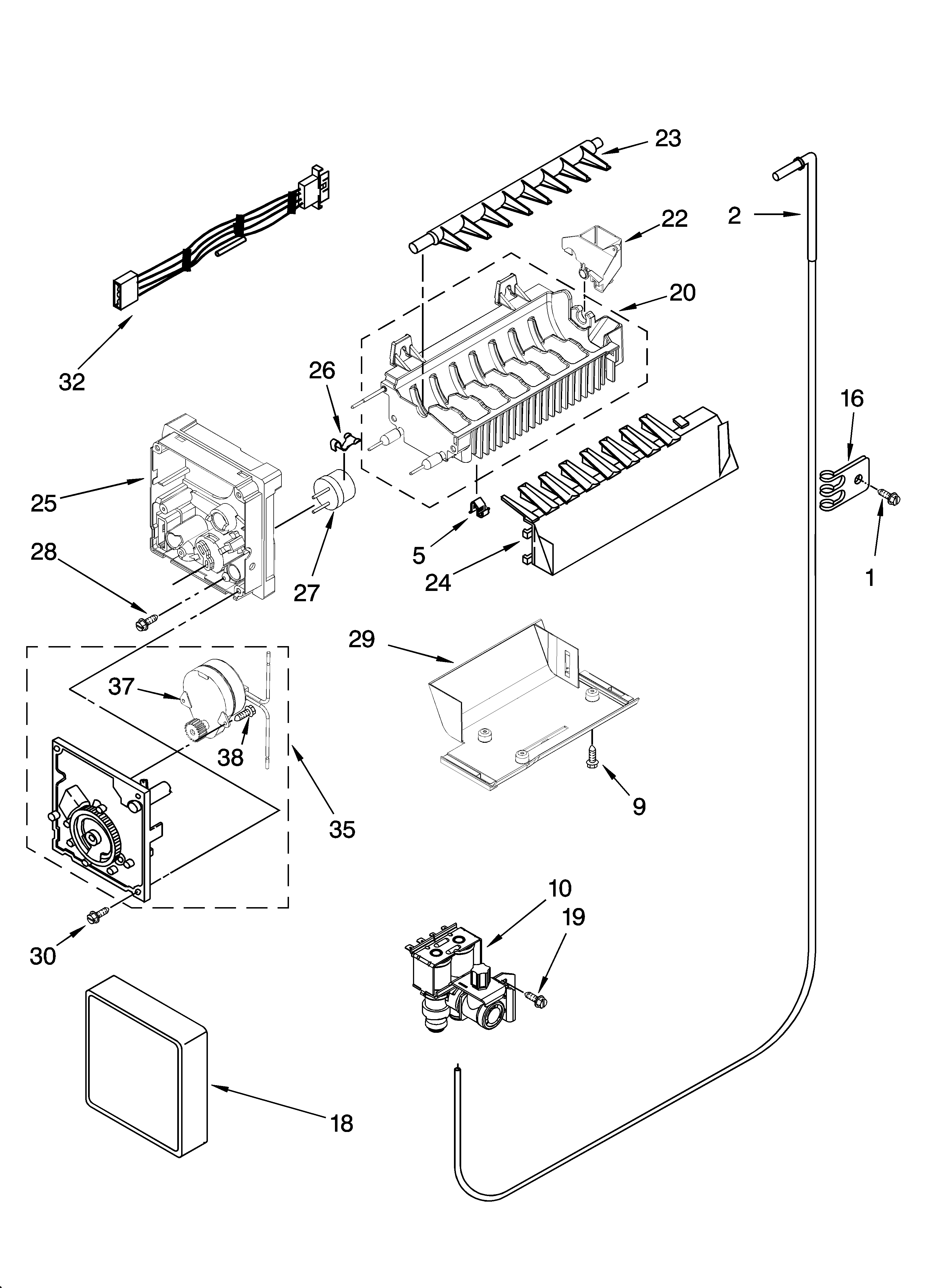 Icemaker parts, optional parts (not included)