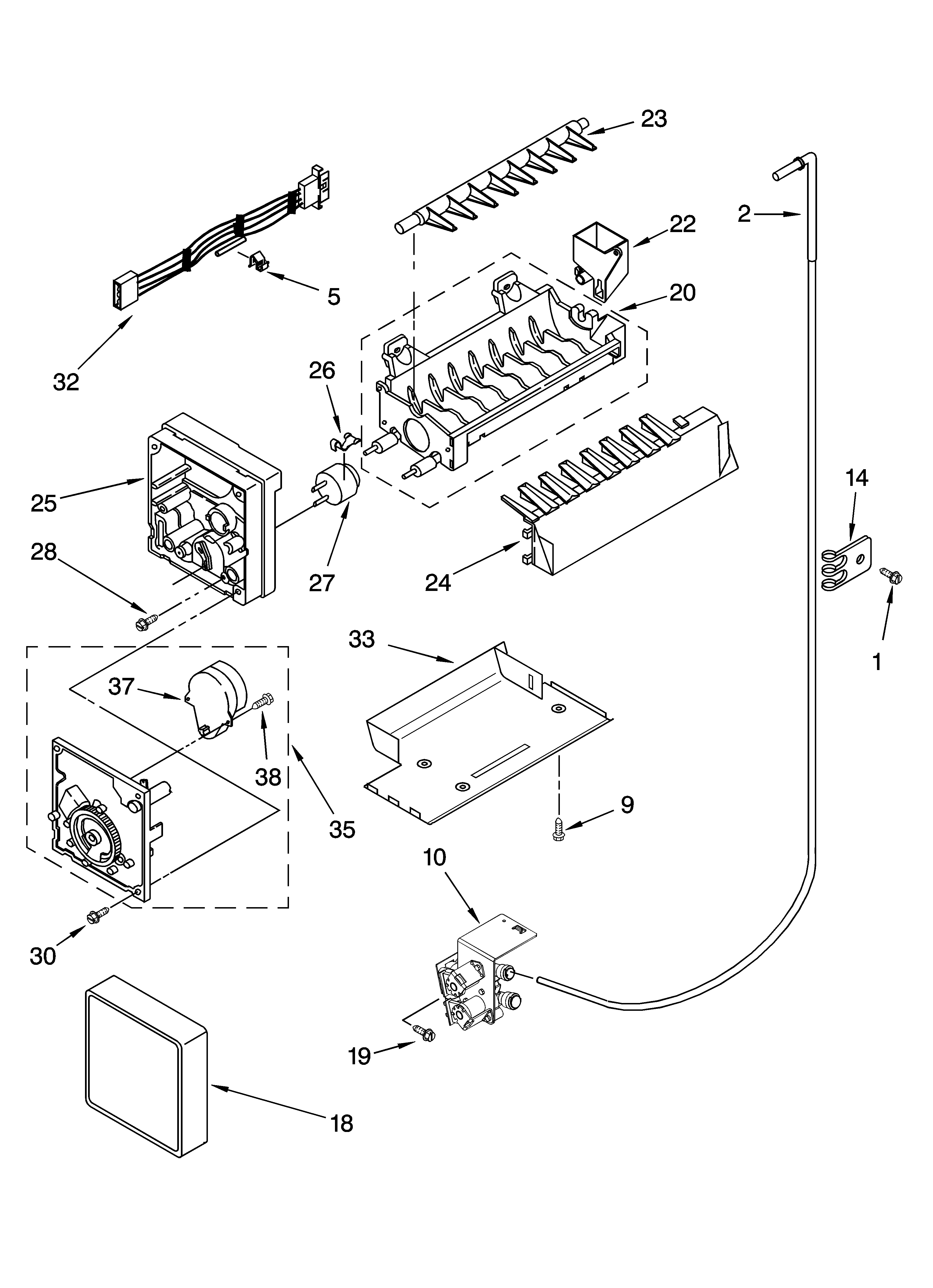 Icemaker parts, optional parts (not included)