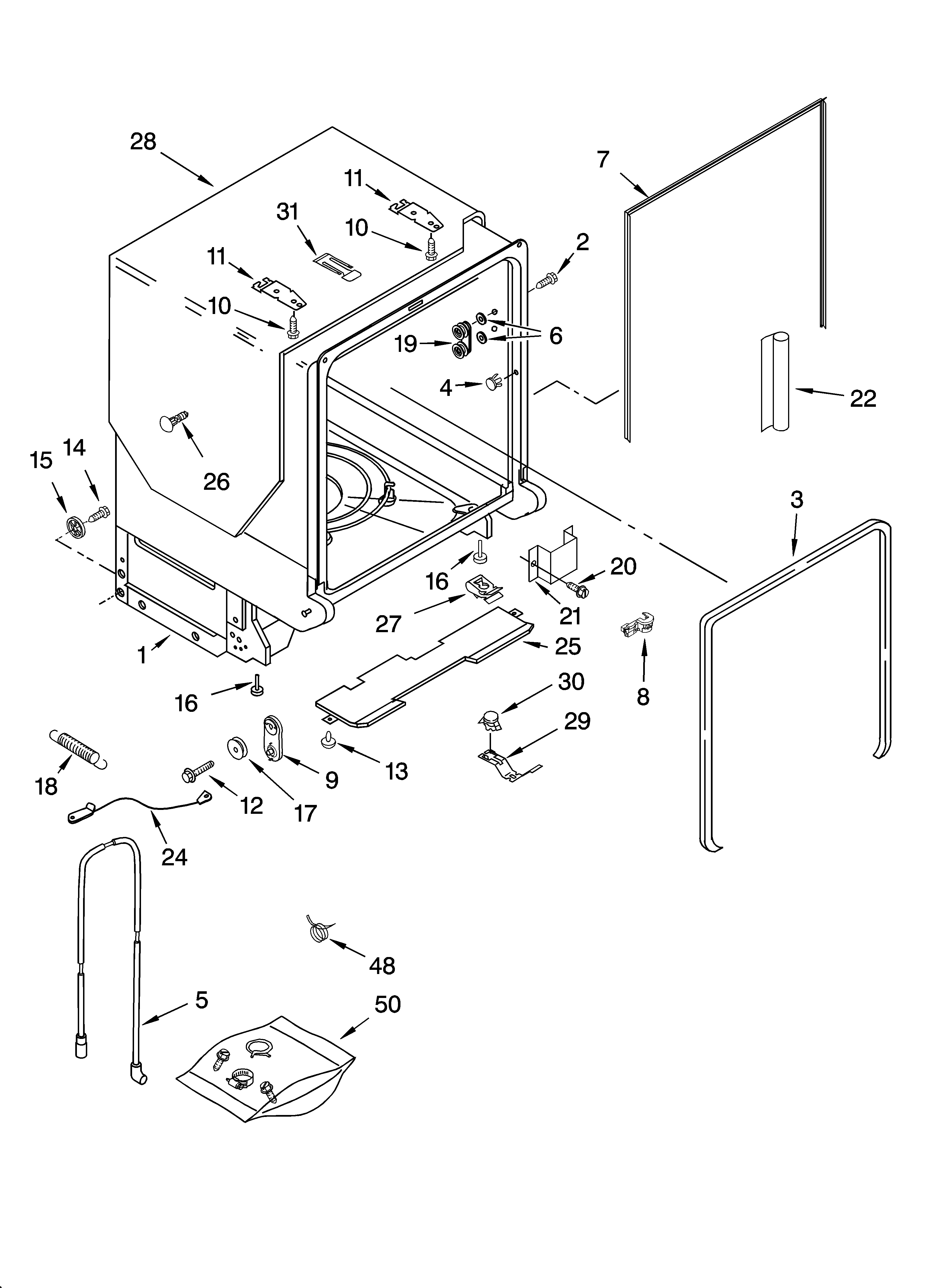 Tub and frame parts
