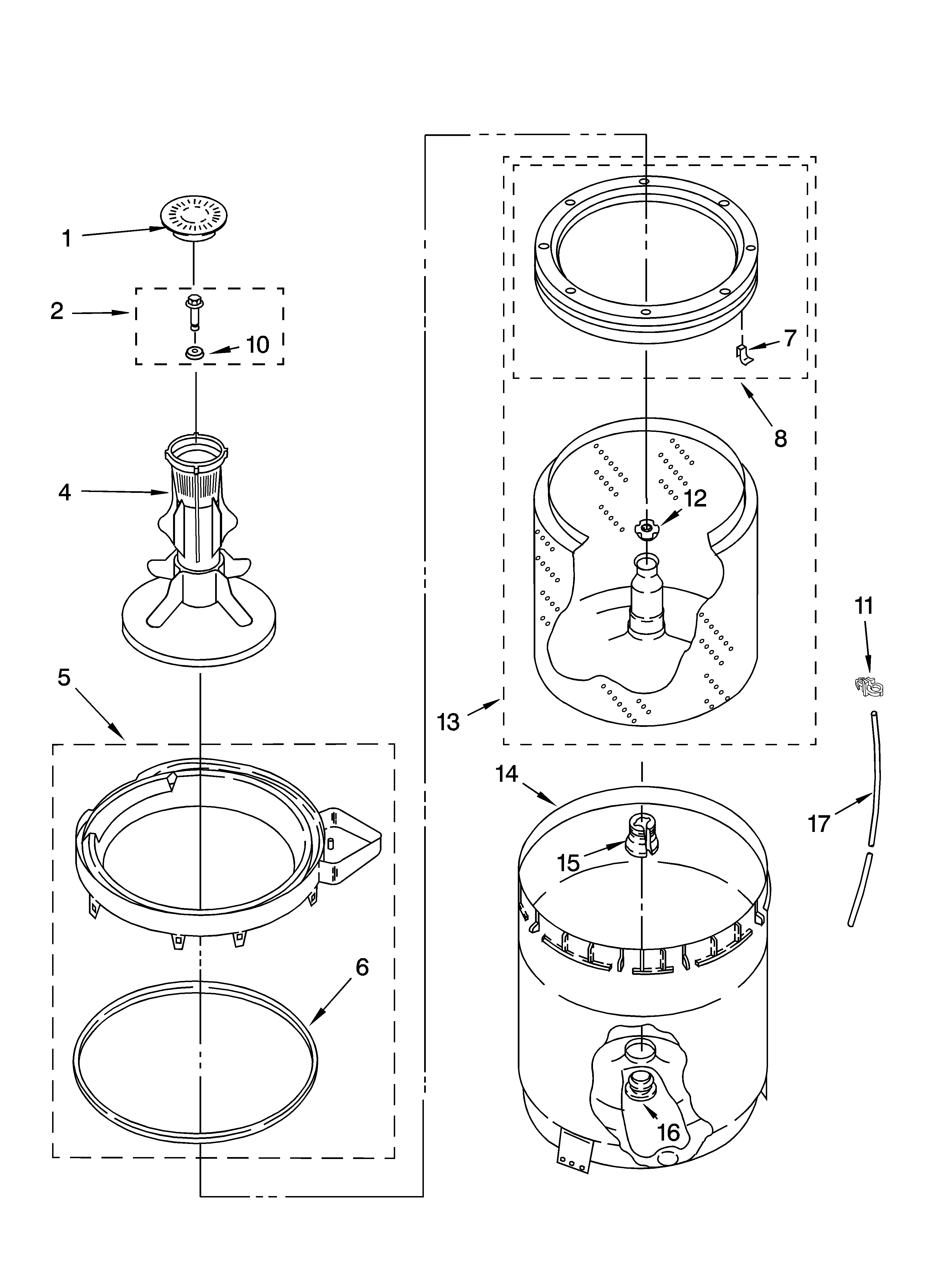 Agitator, basket and tub parts