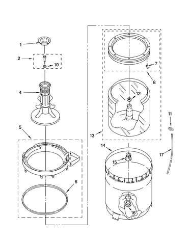 Agitator, basket and tub parts