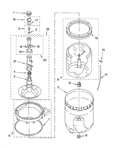 Agitator, basket and tub parts
