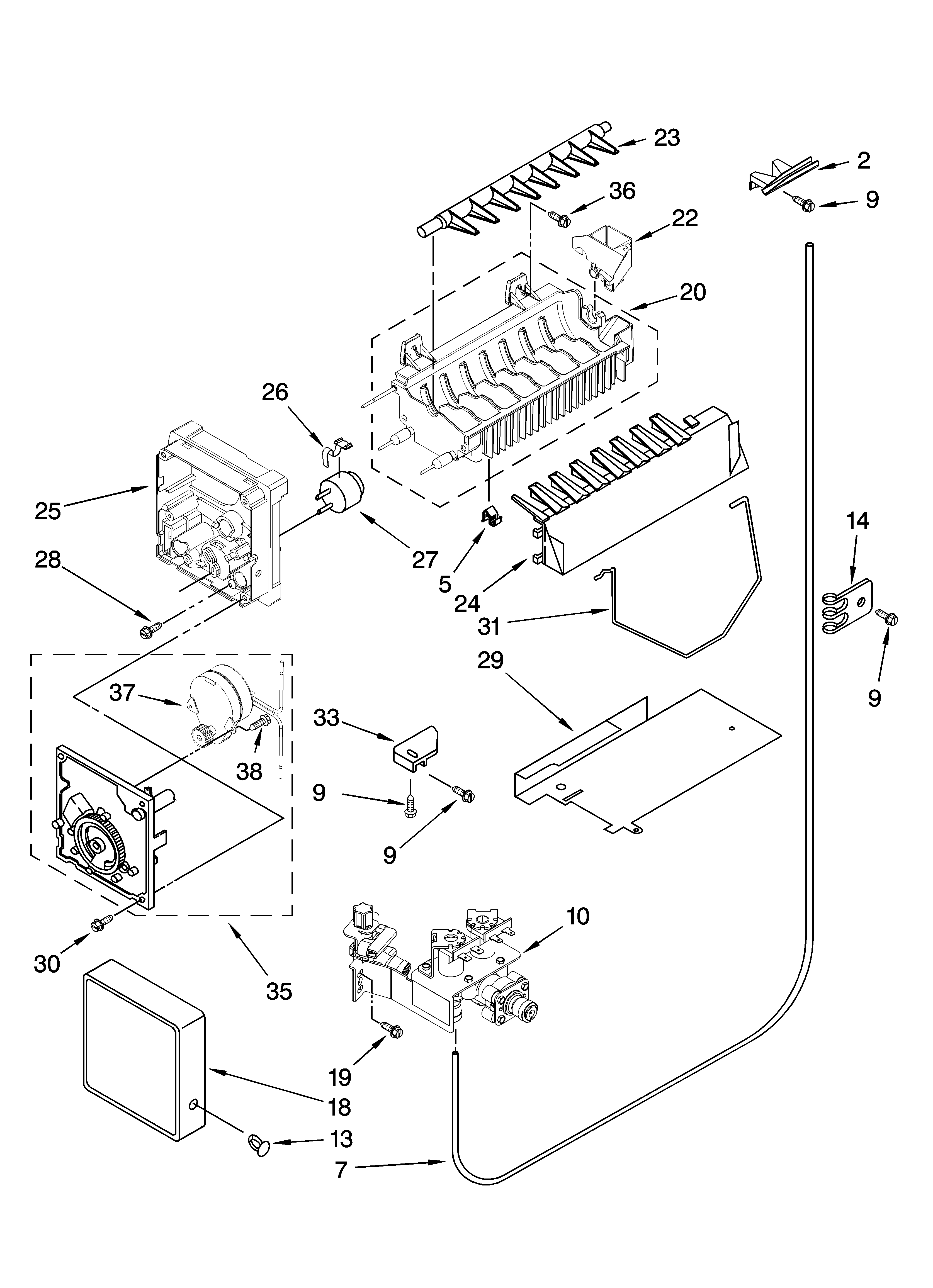 Icemaker parts, optional parts (not included)