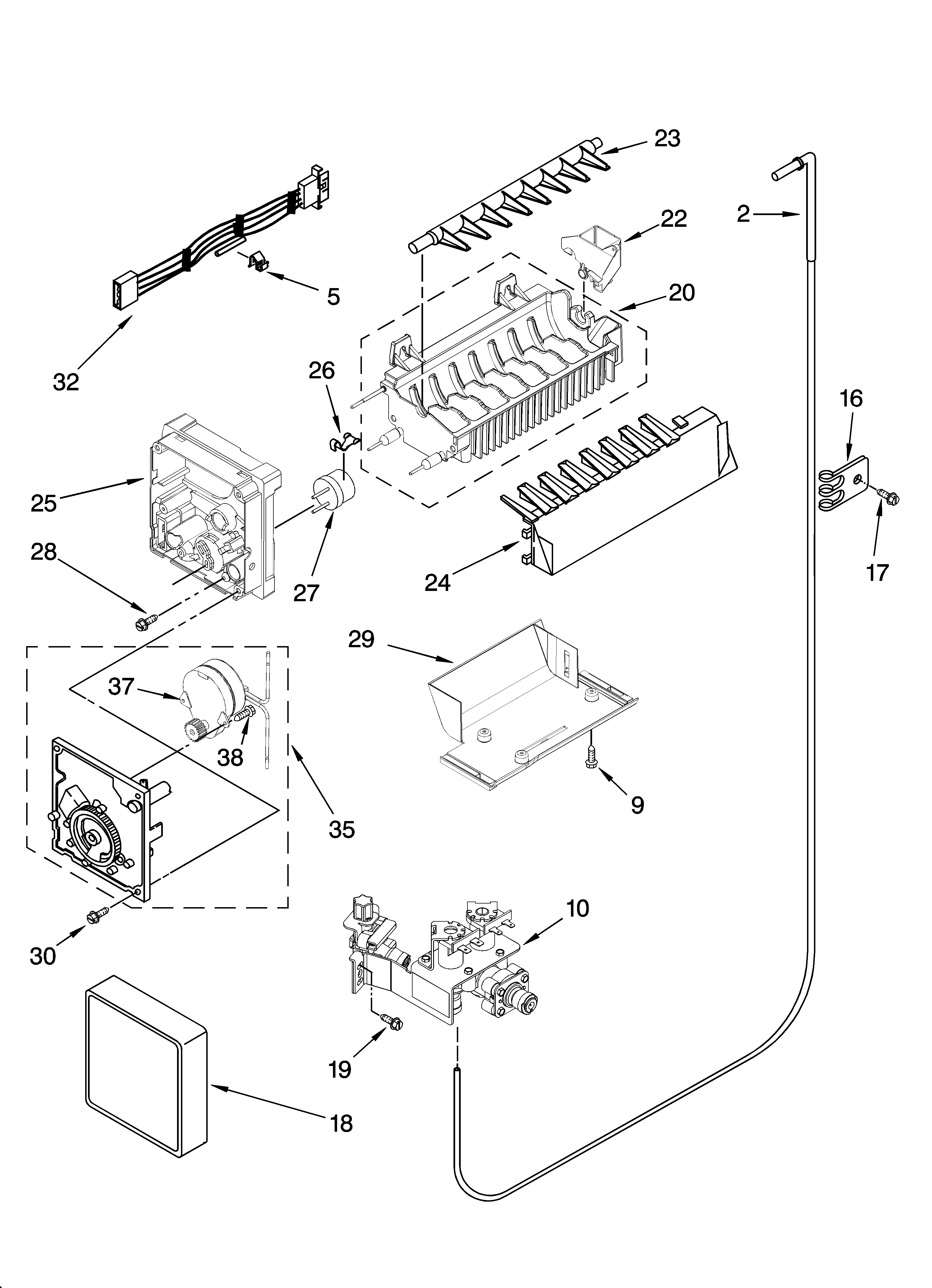 Icemaker parts, optional parts (not included)