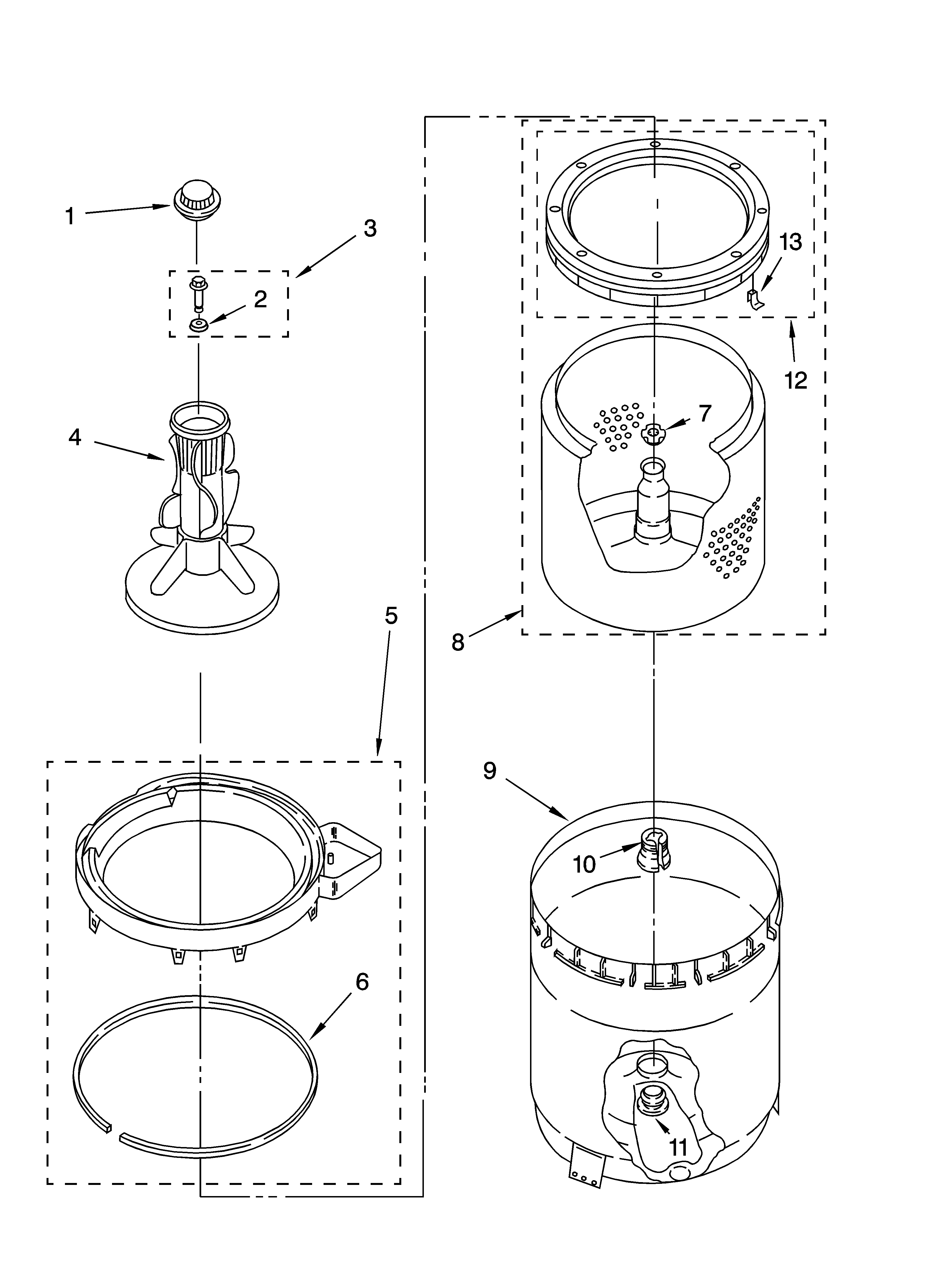 Agitator, basket and tub parts