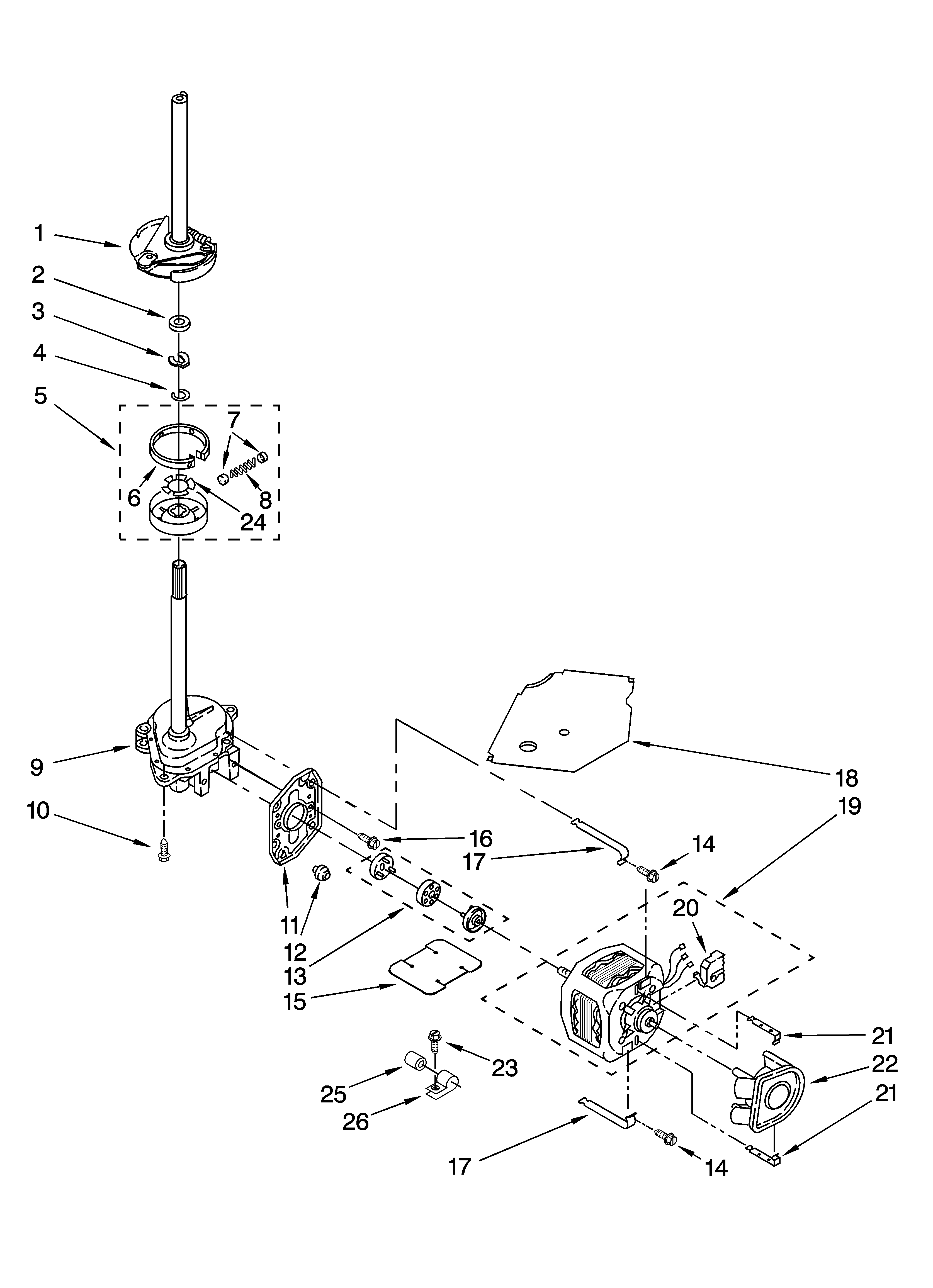 Brake, clutch, gearcase, motor and pump parts