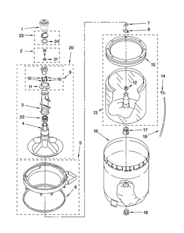 Agitator, basket and tub parts