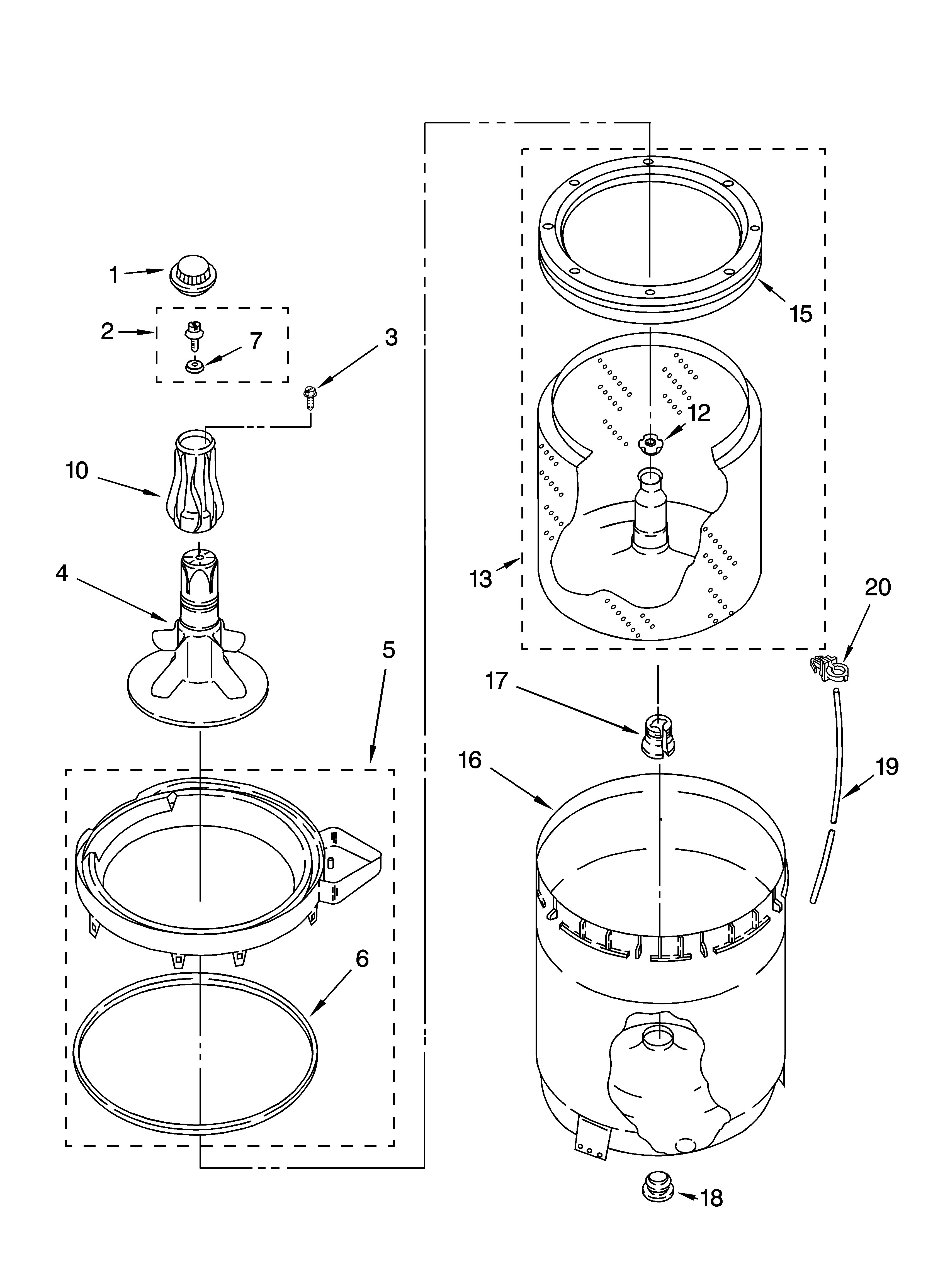 Agitator, basket and tub parts