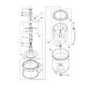 Whirlpool 8TLSR7432LT1 agitator, basket and tub parts diagram