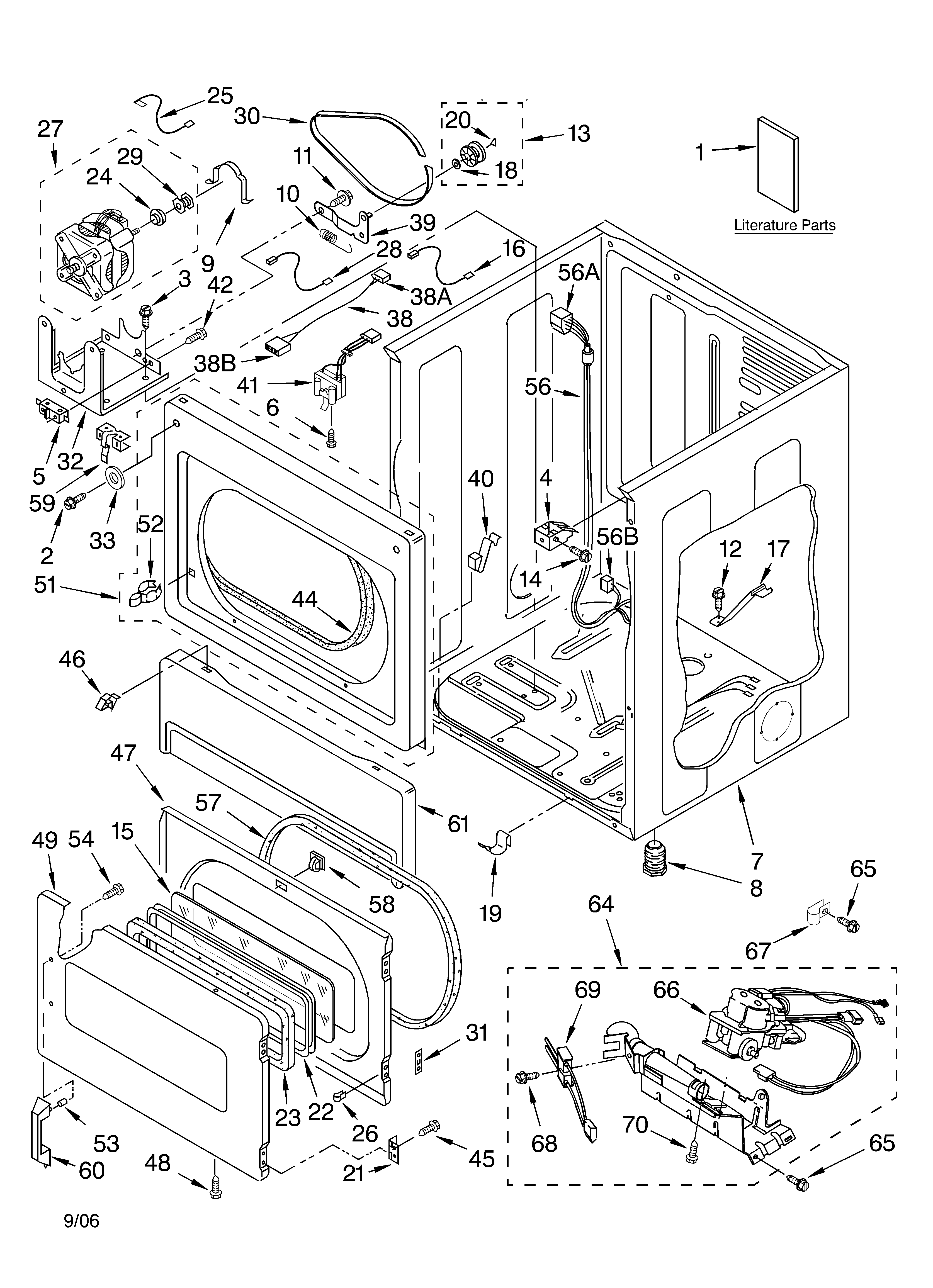 Lower cabinet and front panel parts
