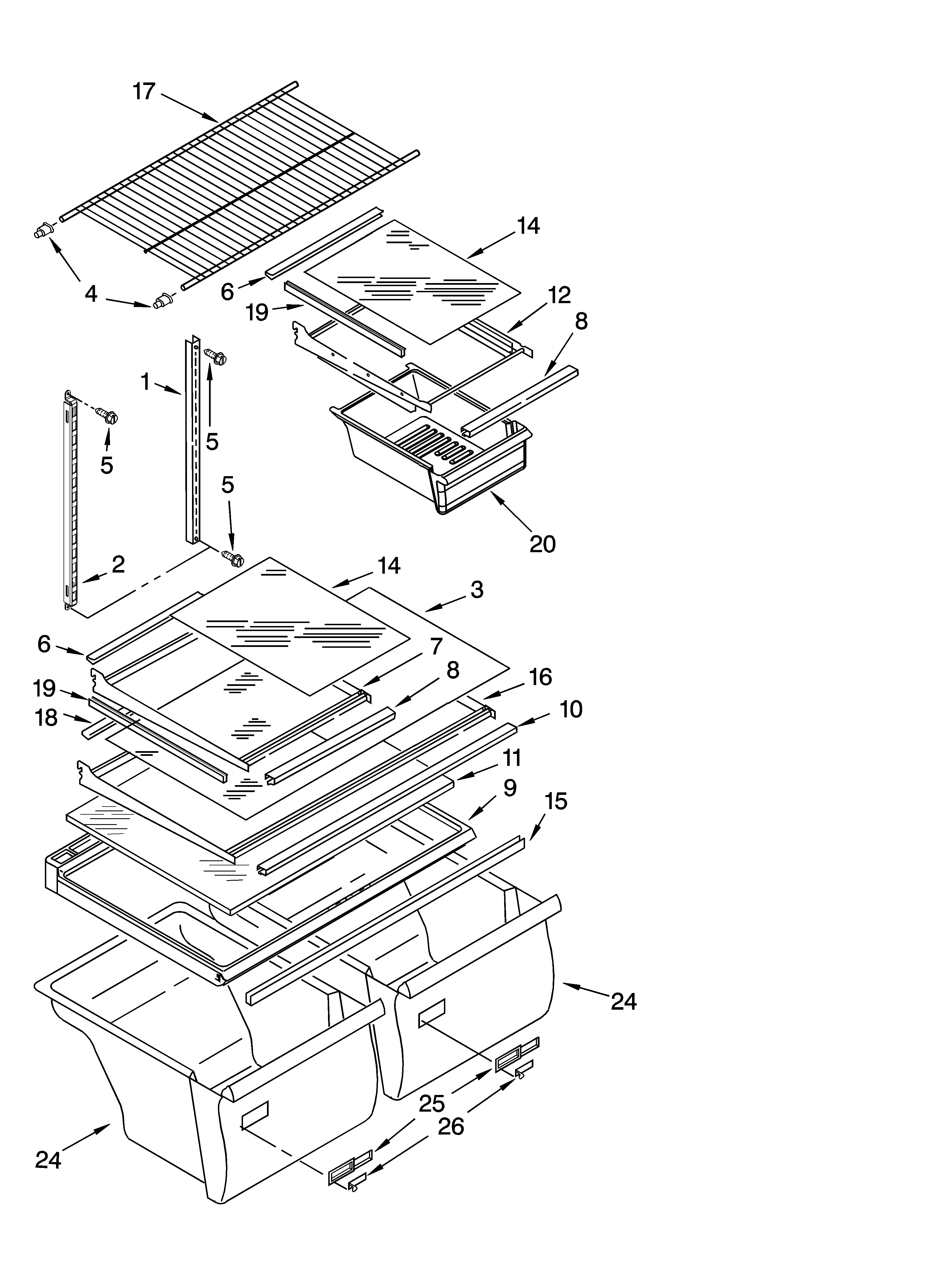 SHELF PARTS, OPTIONAL PARTS (NOT INCLUDED)