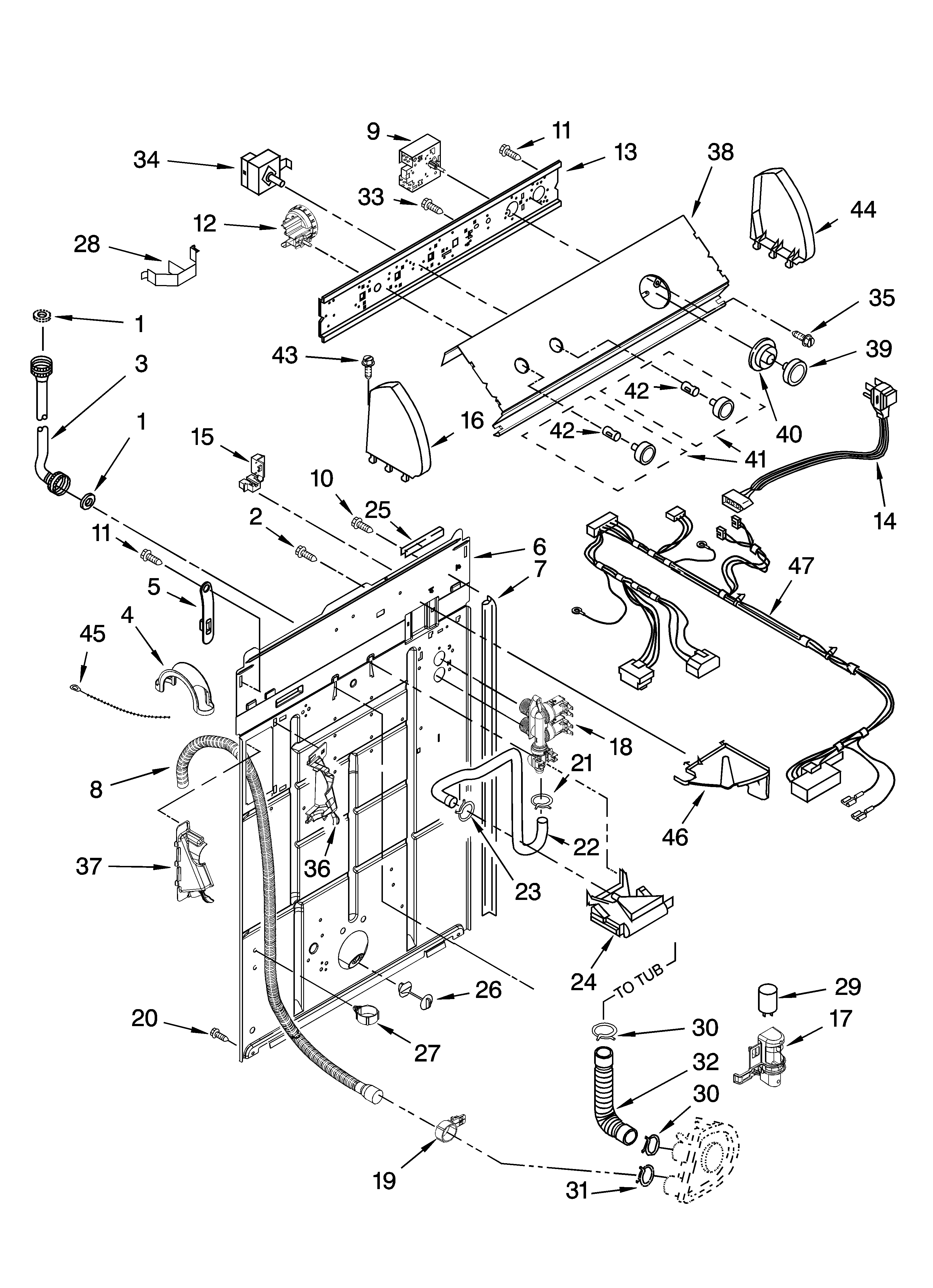 Controls and rear panel parts