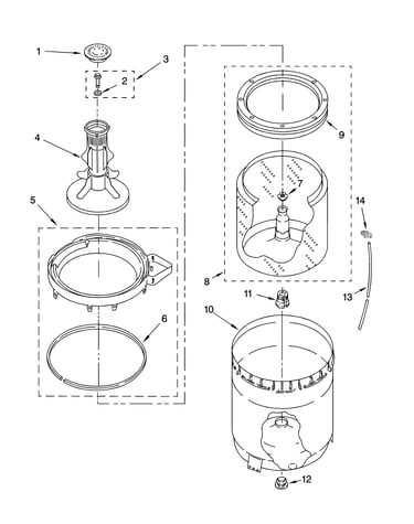 Agitator, basket and tub parts