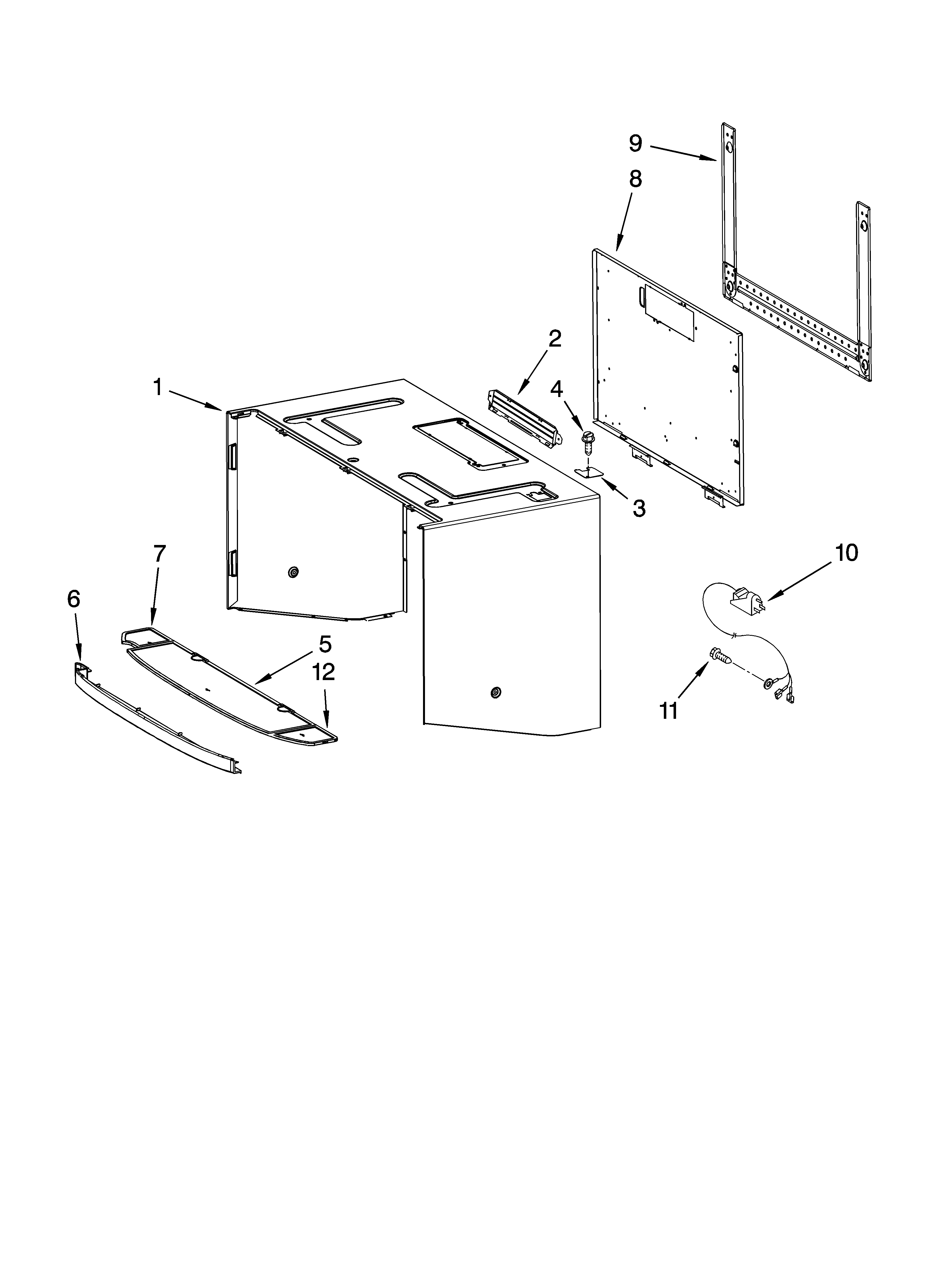 Cabinet and installation parts