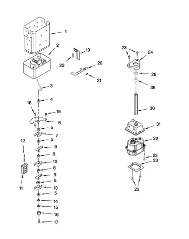 Motor and ice container parts