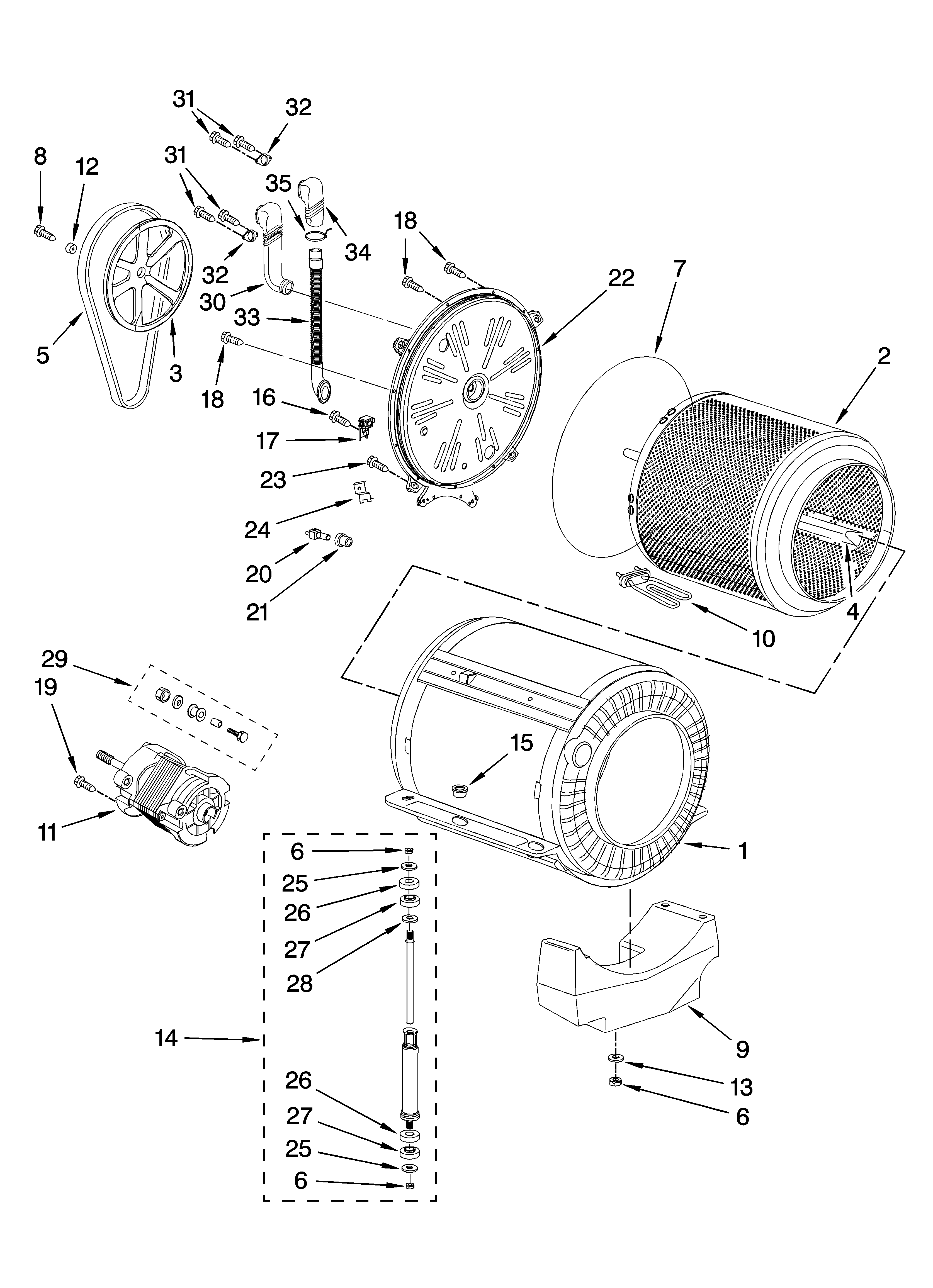 Basket and tub parts