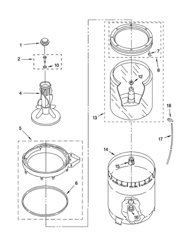 Agitator, basket and tub parts