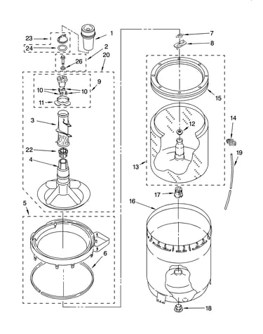 Agitator, basket and tub parts