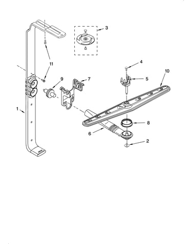 Upper wash and rinse parts