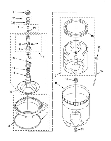 Agitator, basket and tub parts