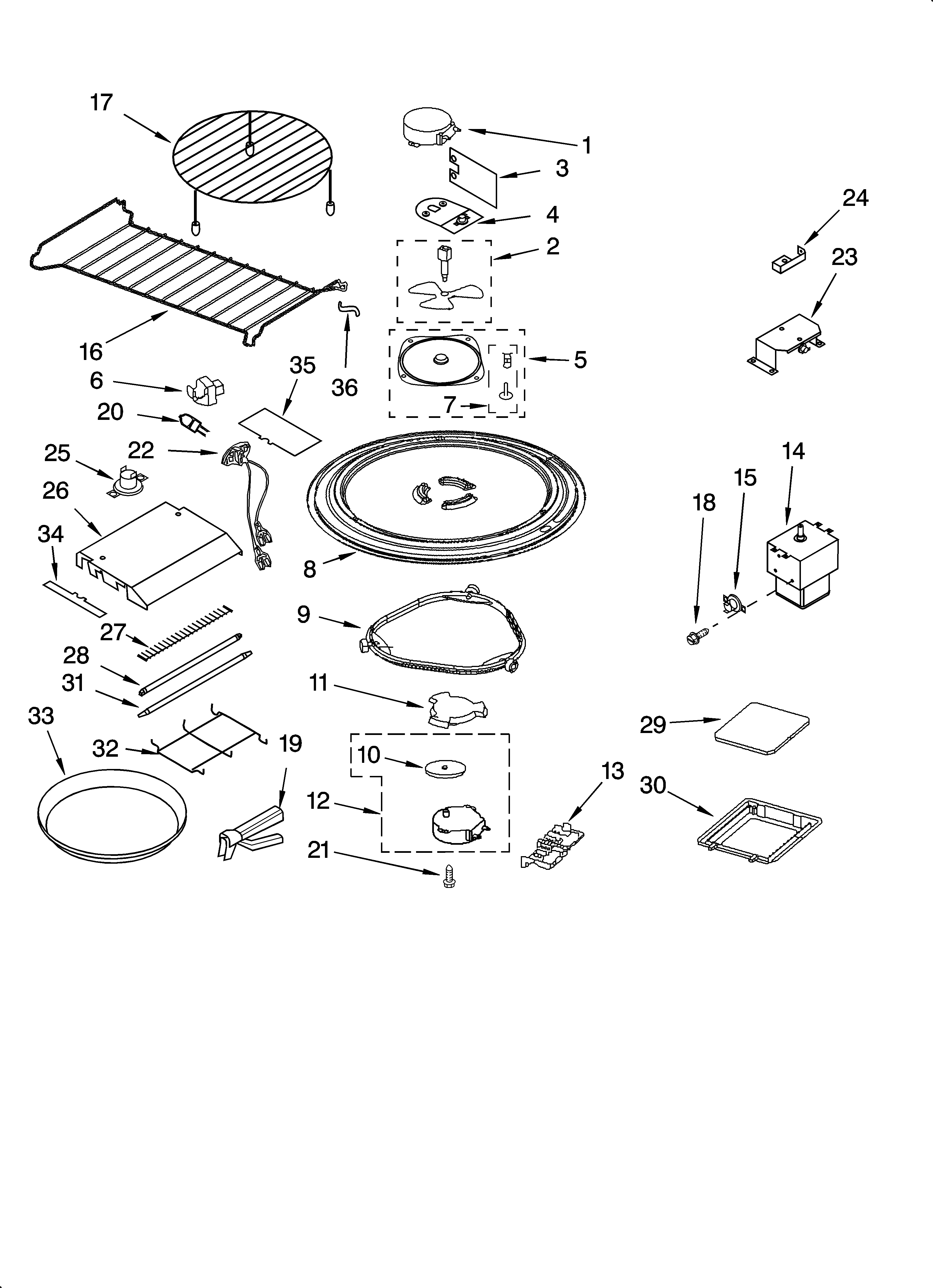Magnetron and turntable parts