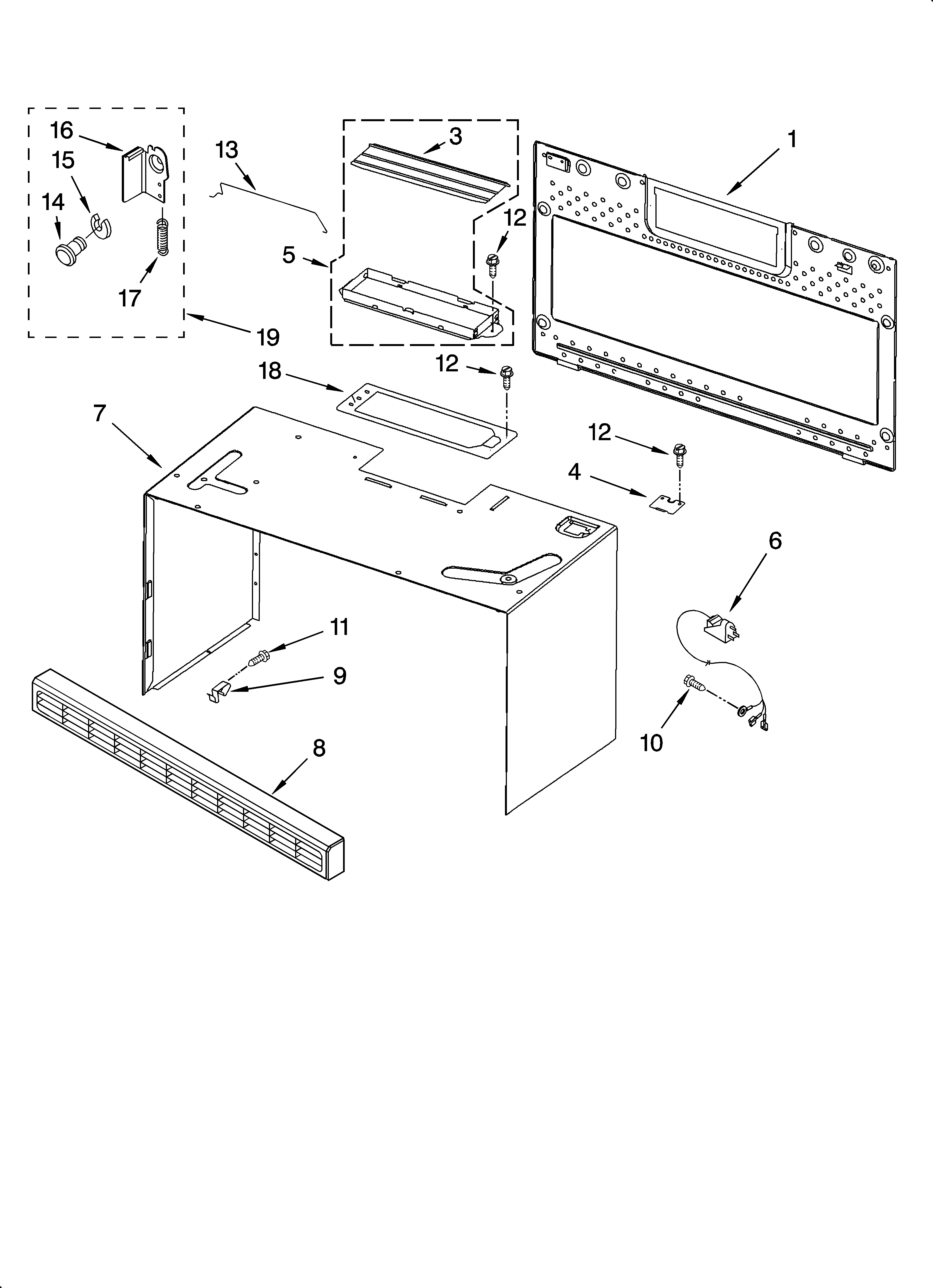 Cabinet and installation parts