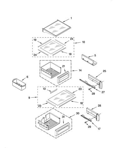 Refrigerator shelf parts