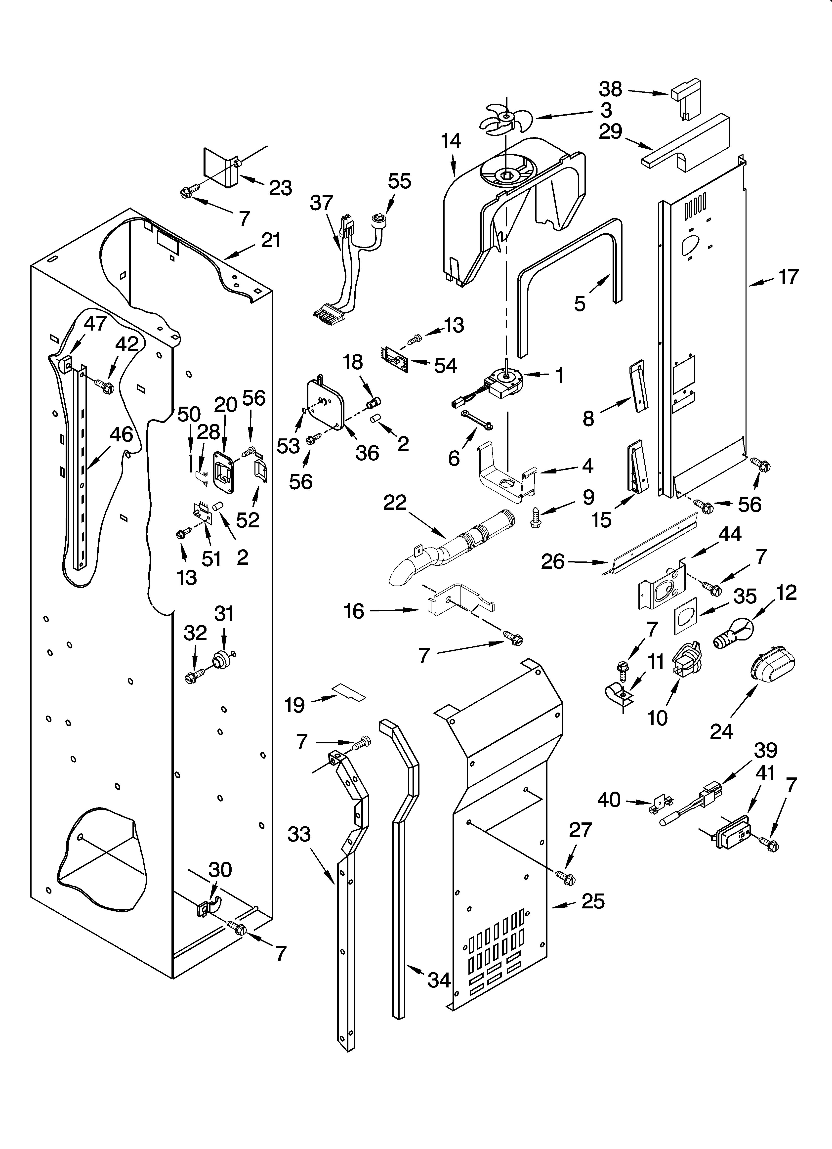 Freezer liner and air flow parts