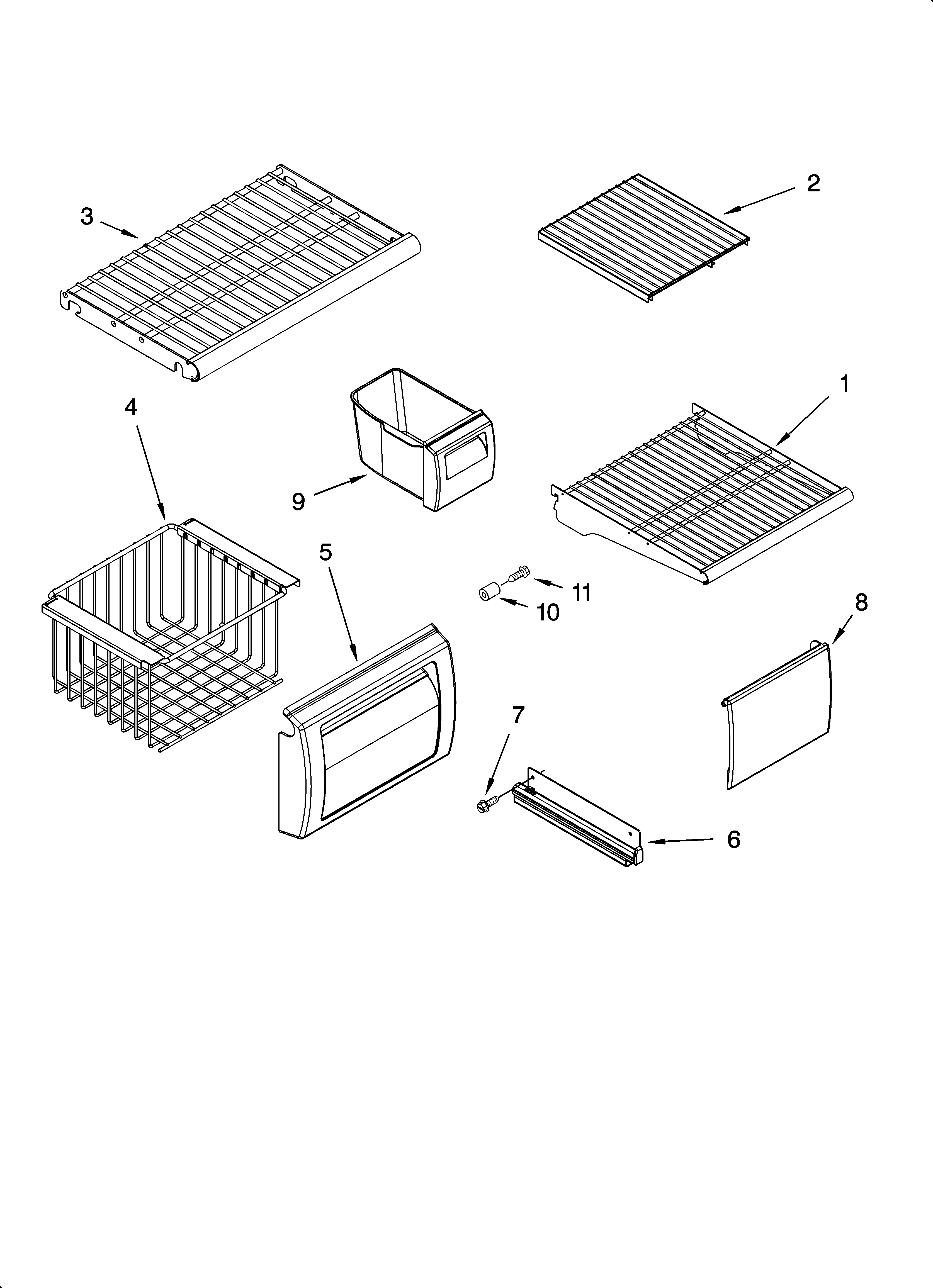 Freezer shelf parts